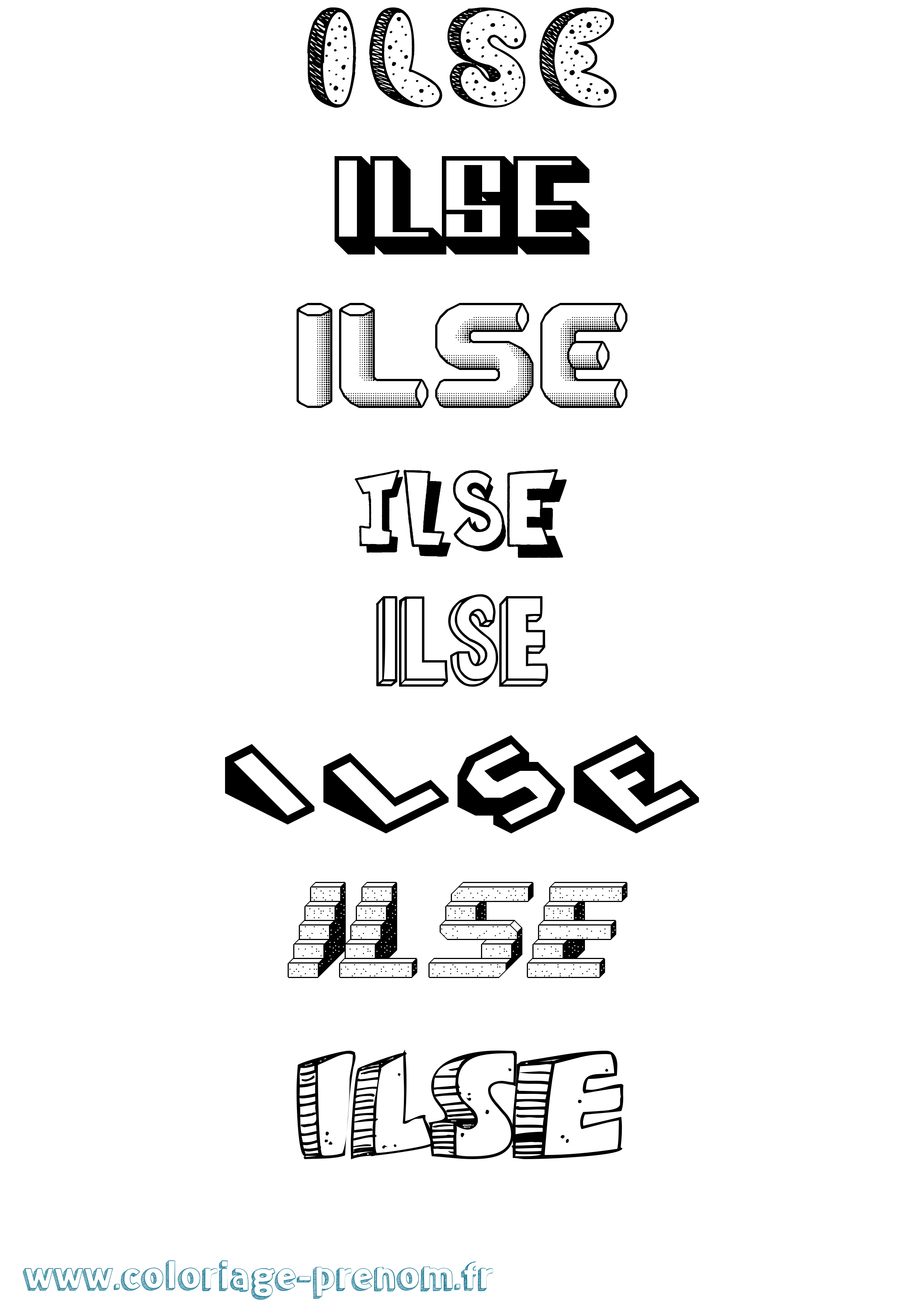 Coloriage Ilse Effet 3D Coloriage prénom Ilse Effet 3D