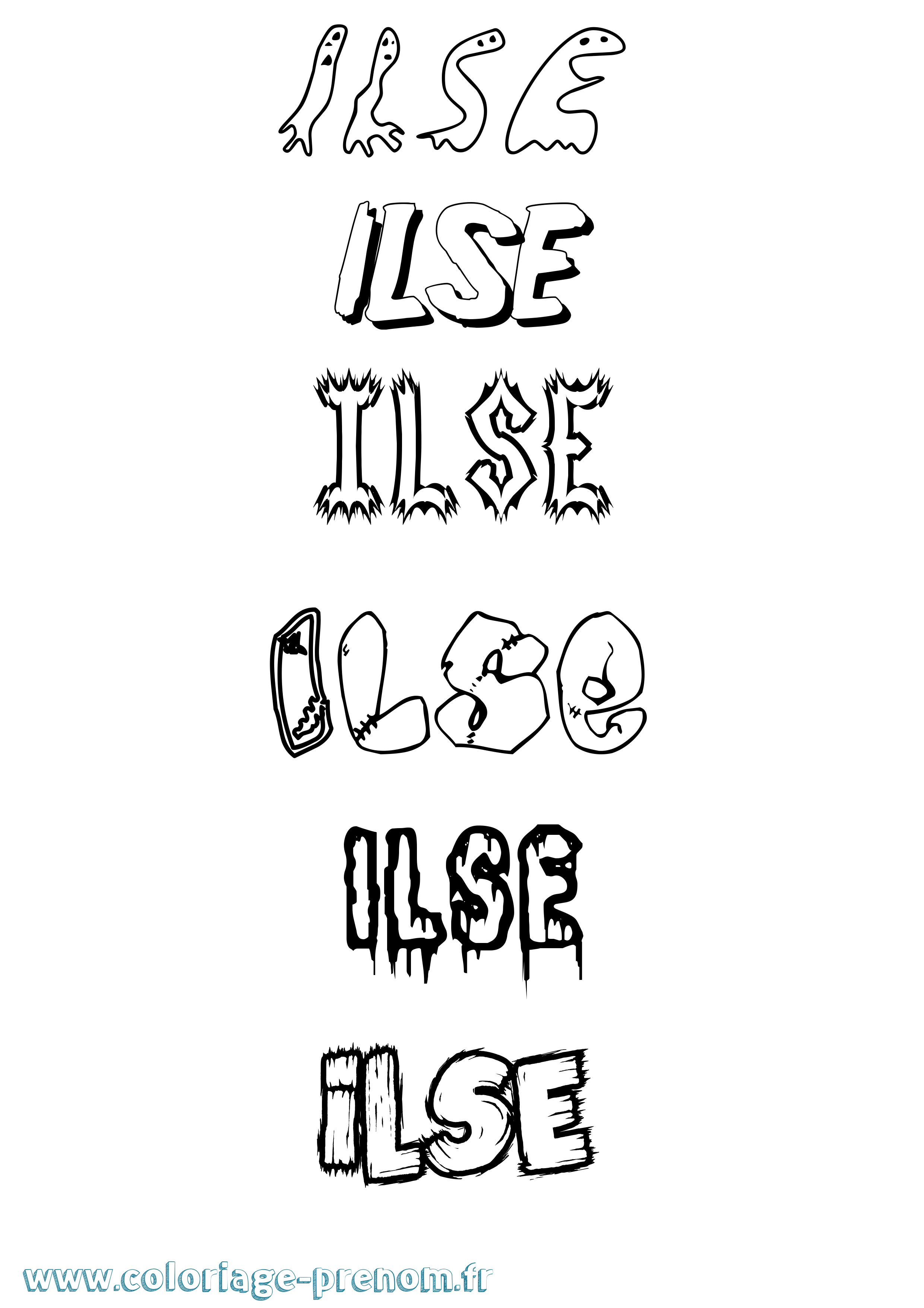 Coloriage Ilse Frisson Coloriage prénom Ilse Frisson