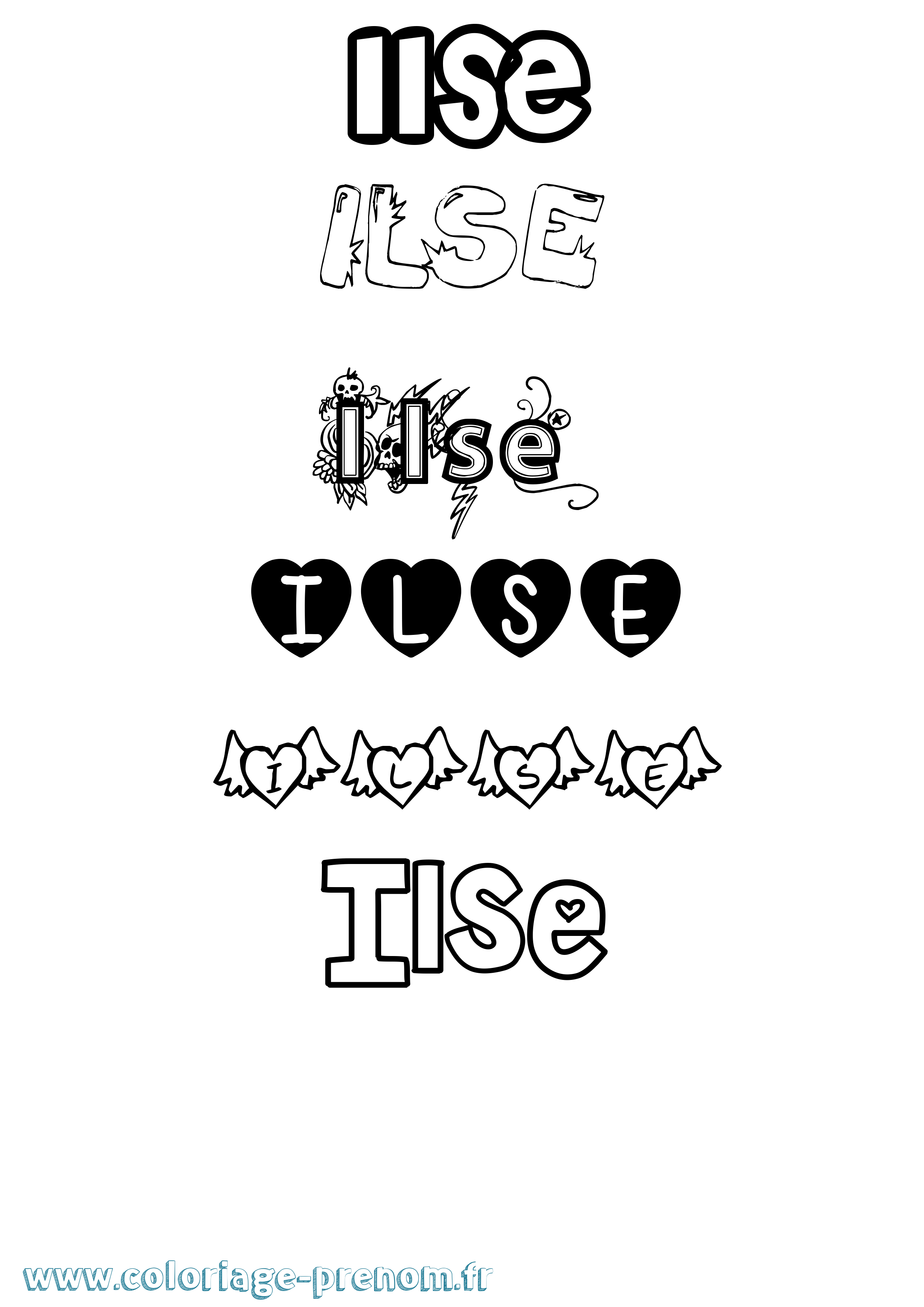 Coloriage Ilse Girly Coloriage prénom Ilse Girly