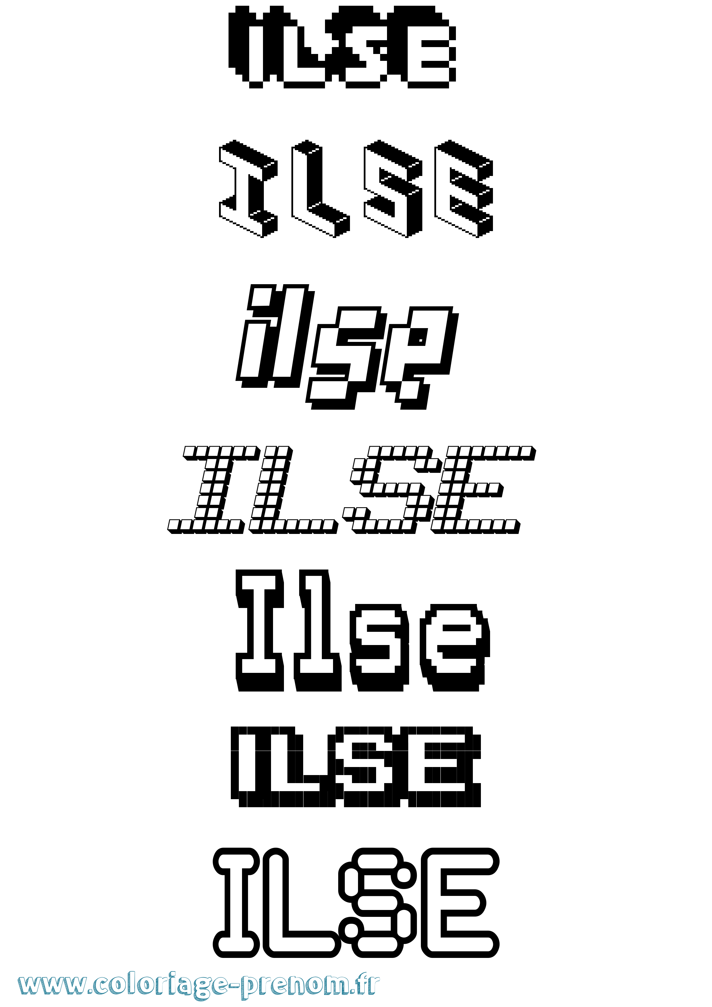 Coloriage Ilse Pixel Coloriage prénom Ilse Pixel