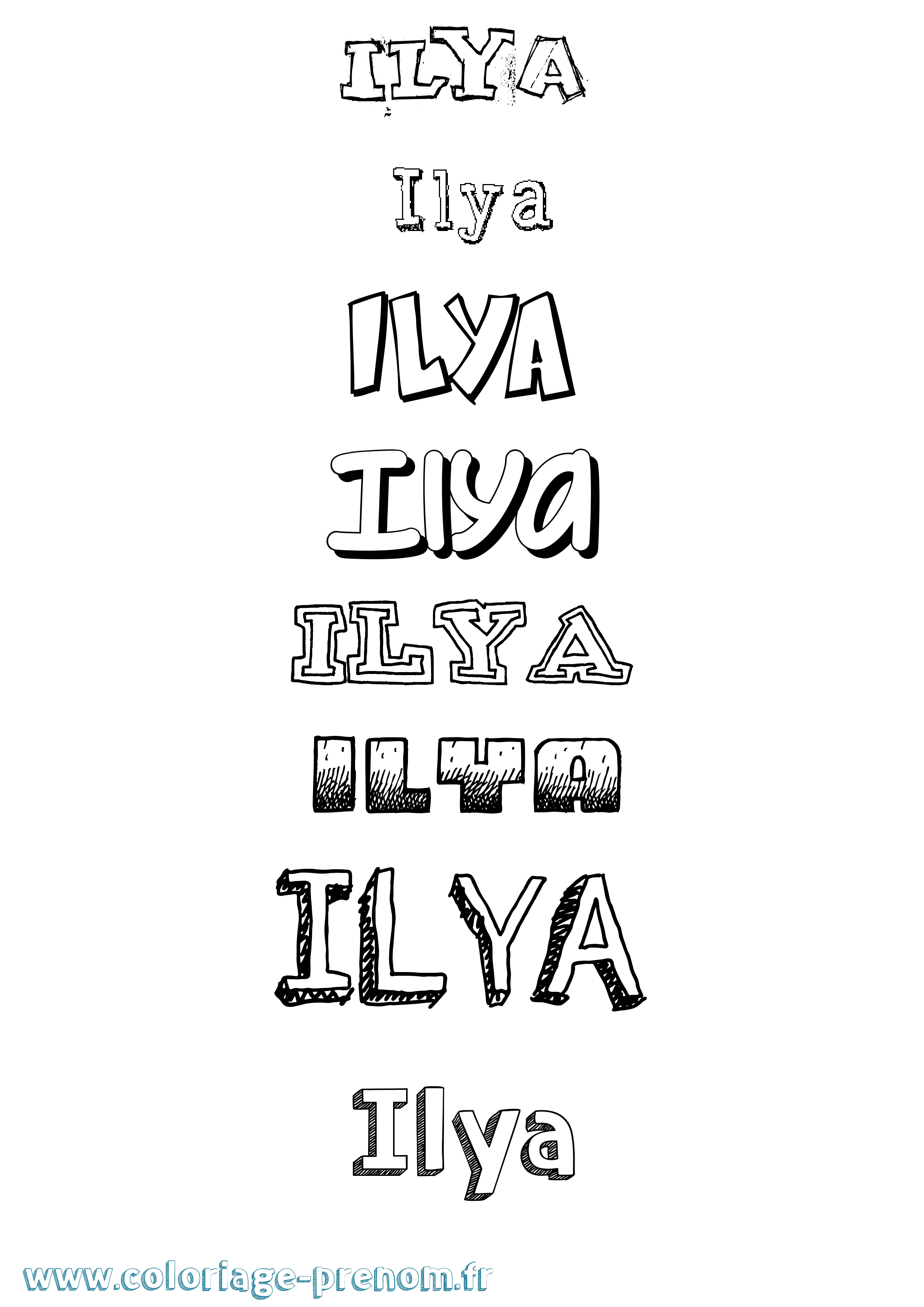 Coloriage prénom Ilya