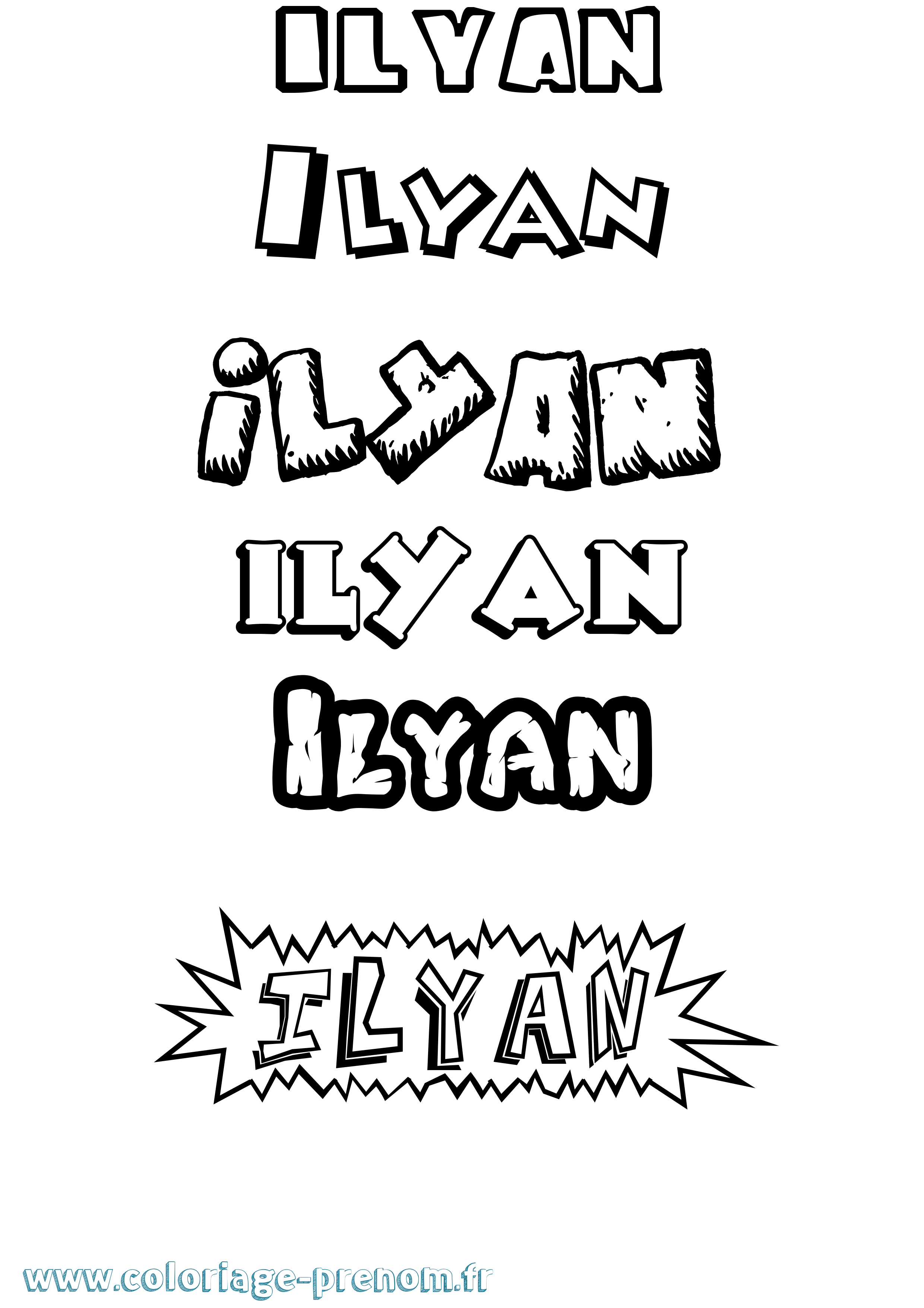 Coloriage prénom Ilyan
