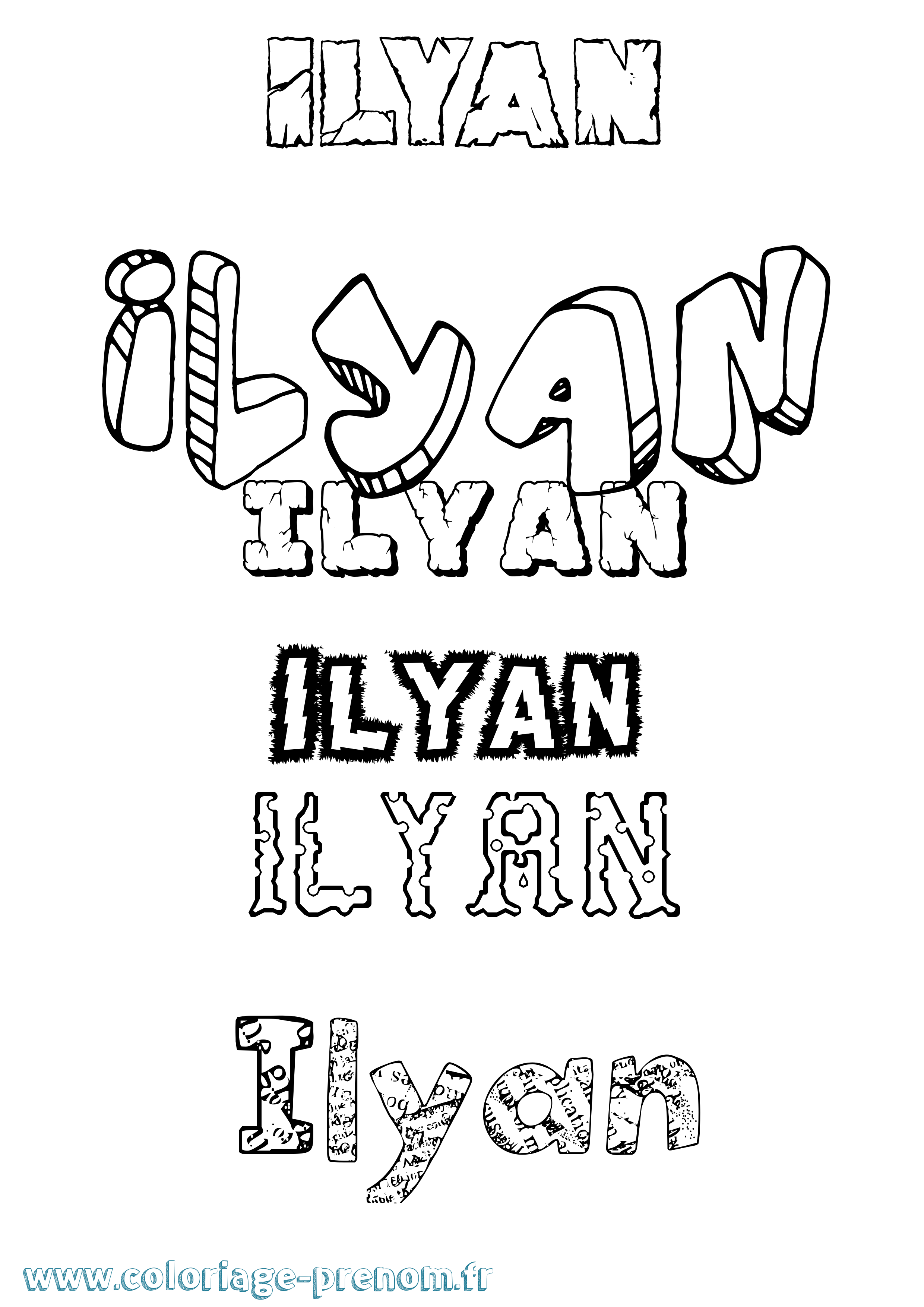 Coloriage prénom Ilyan