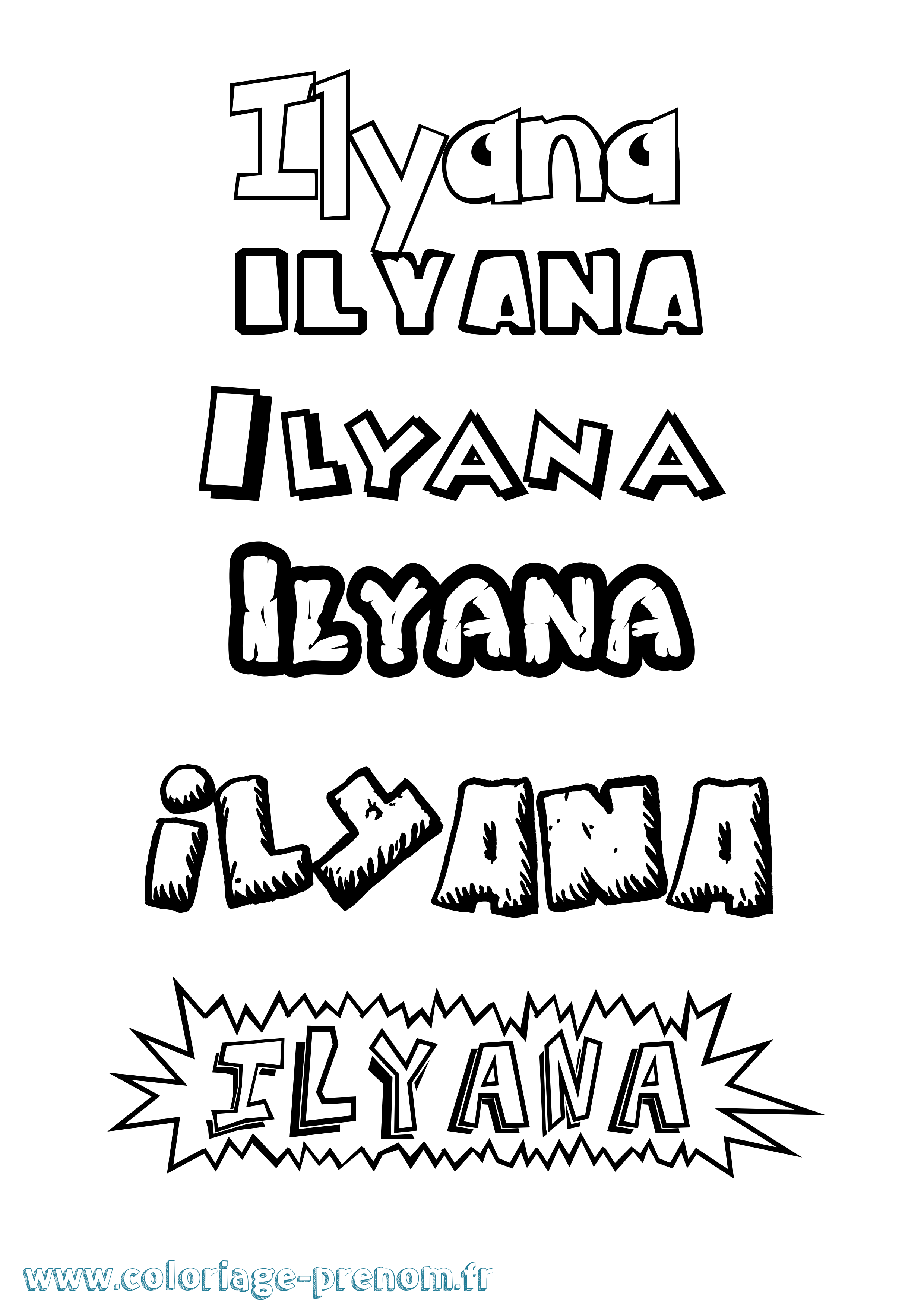 Coloriage prénom Ilyana Dessin Animé