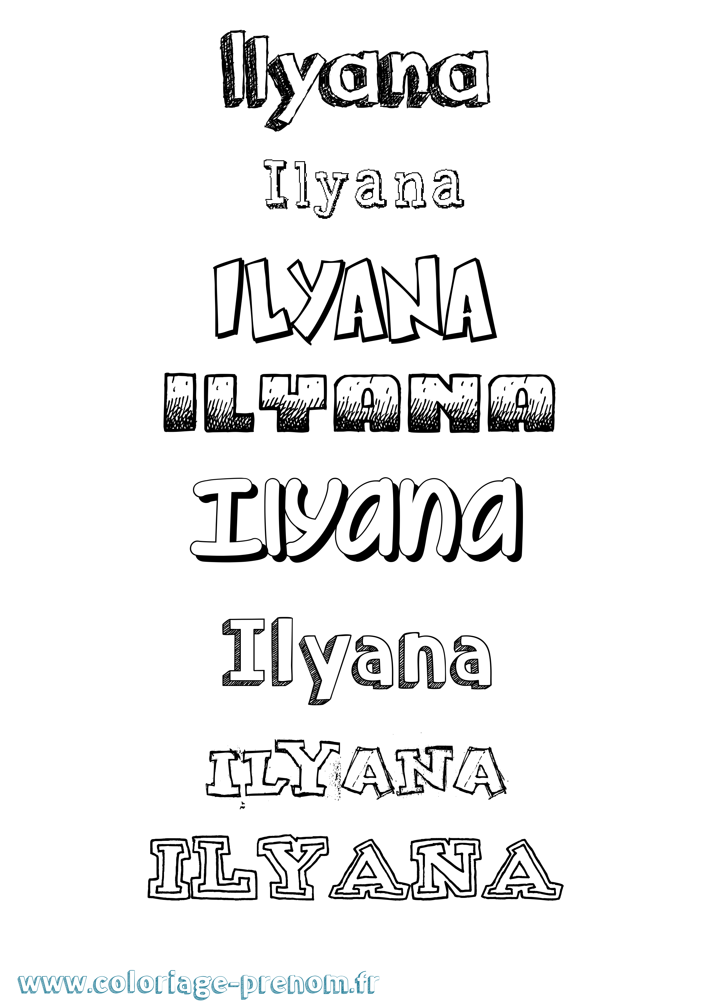 Coloriage prénom Ilyana Dessiné