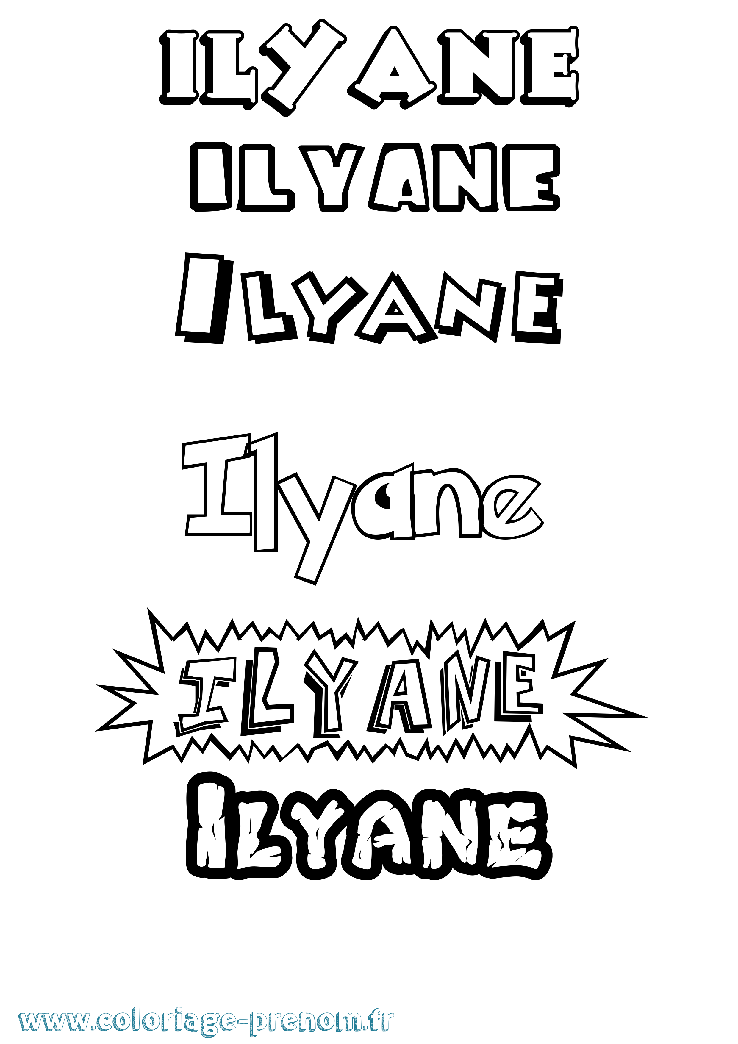 Coloriage prénom Ilyane Dessin Animé