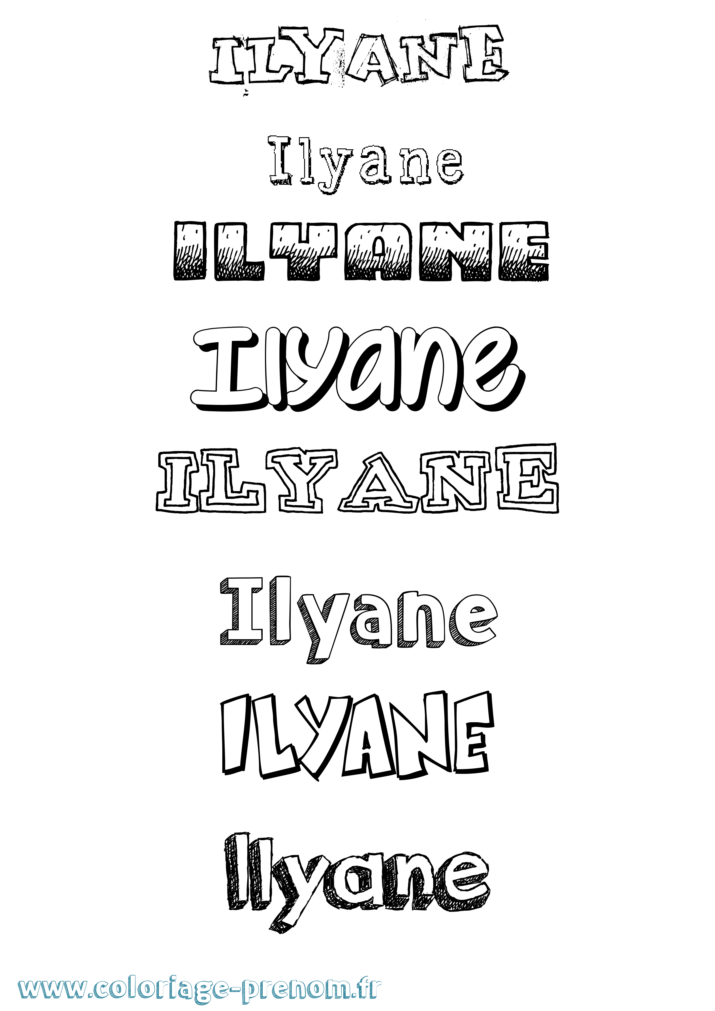 Coloriage prénom Ilyane Dessiné
