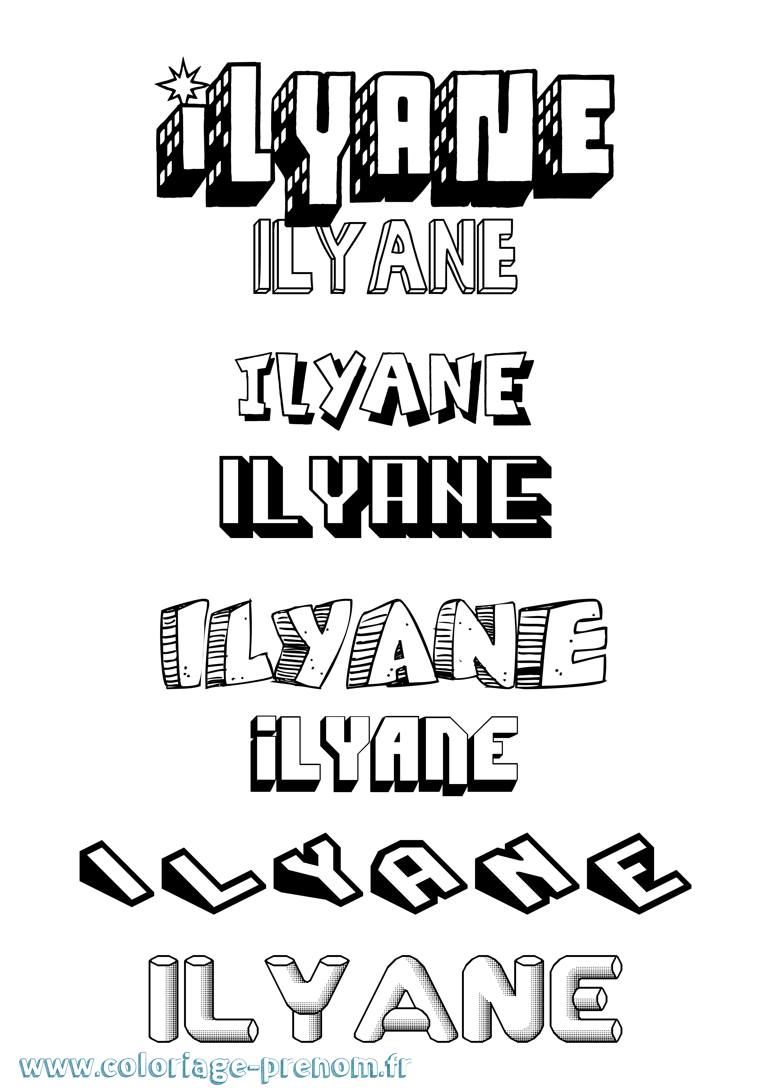 Coloriage prénom Ilyane