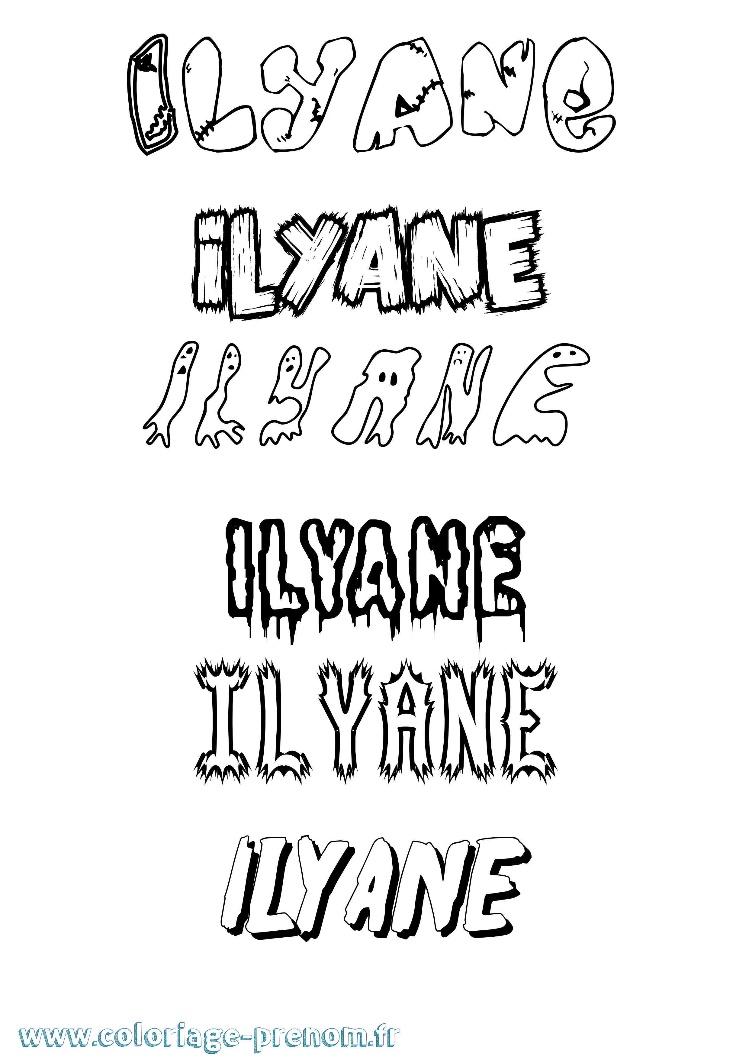 Coloriage prénom Ilyane Frisson