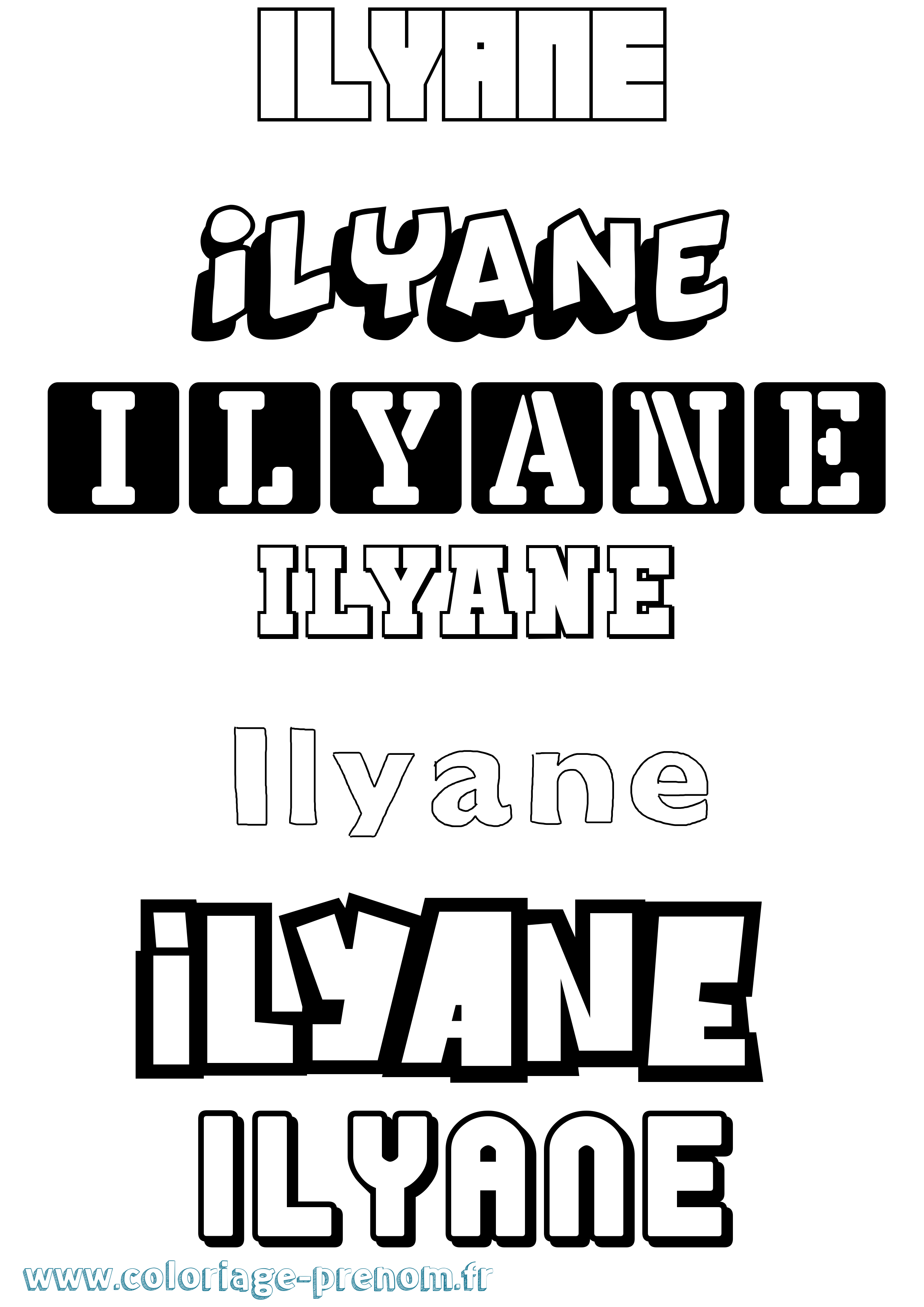 Coloriage prénom Ilyane Simple