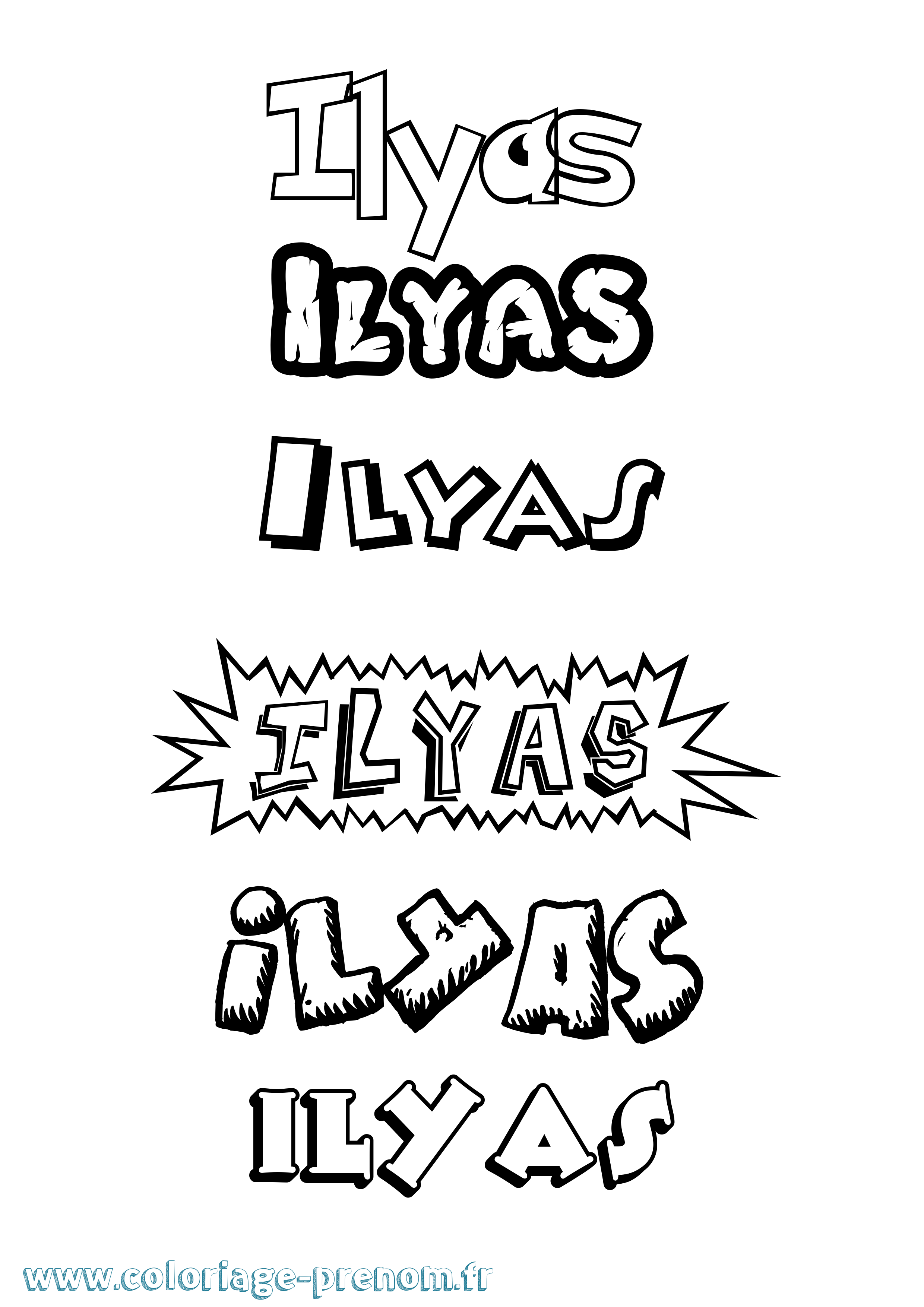 Coloriage prénom Ilyas Dessin Animé