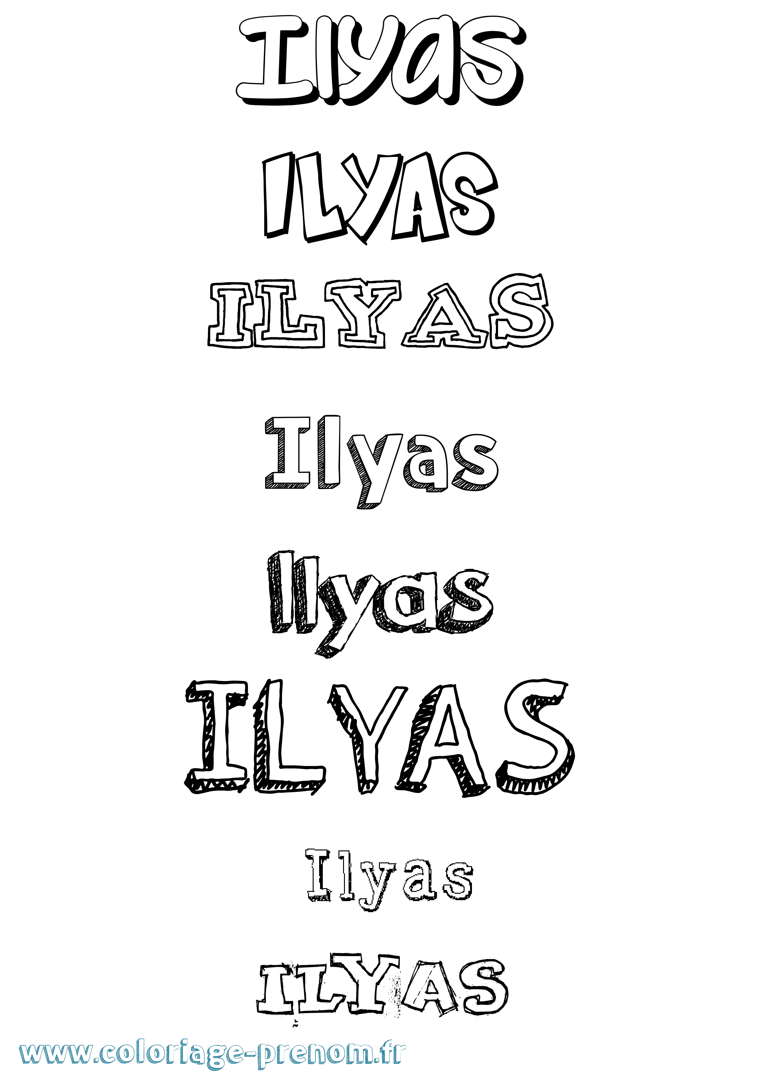 Coloriage prénom Ilyas Dessiné