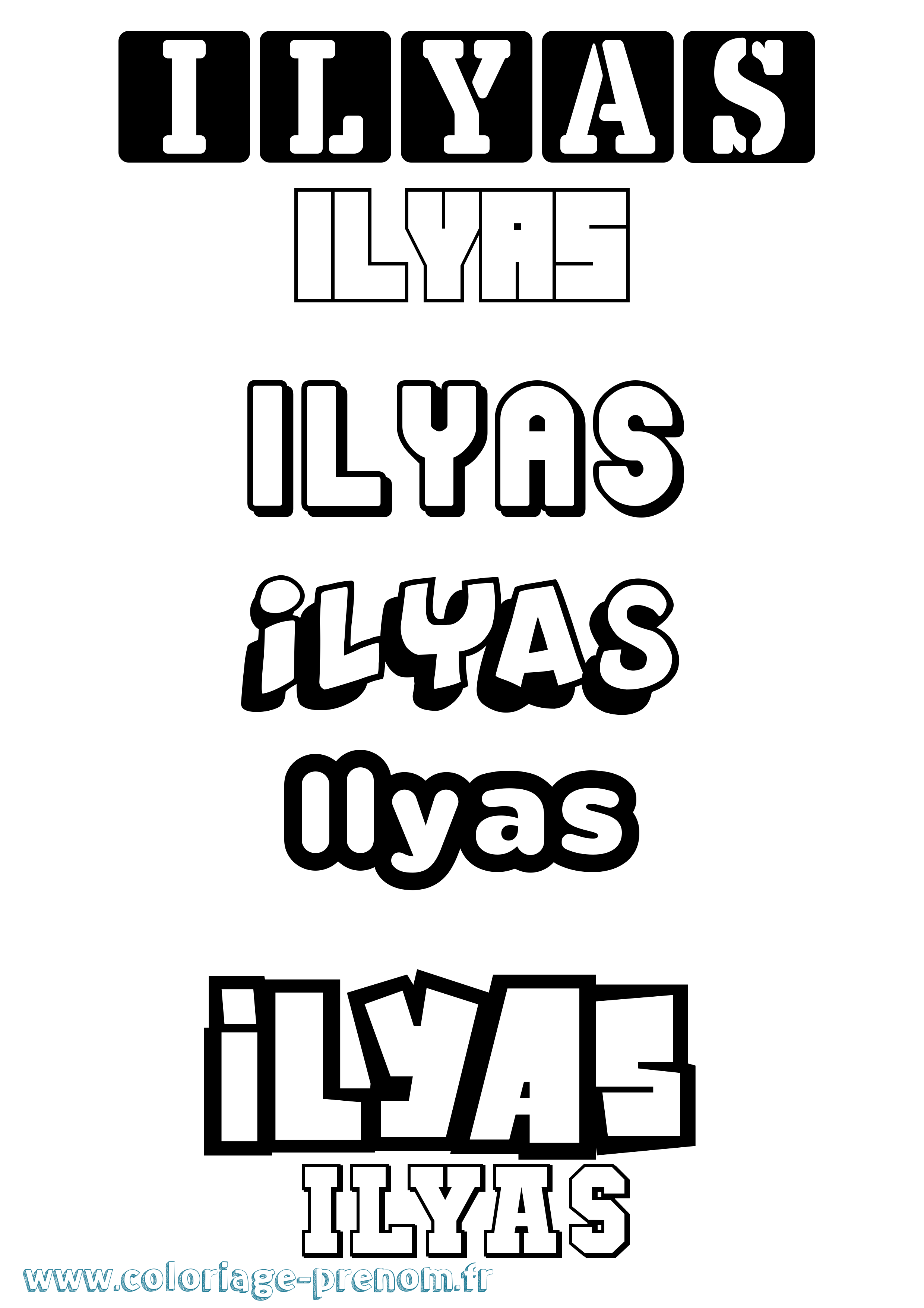 Coloriage prénom Ilyas Simple