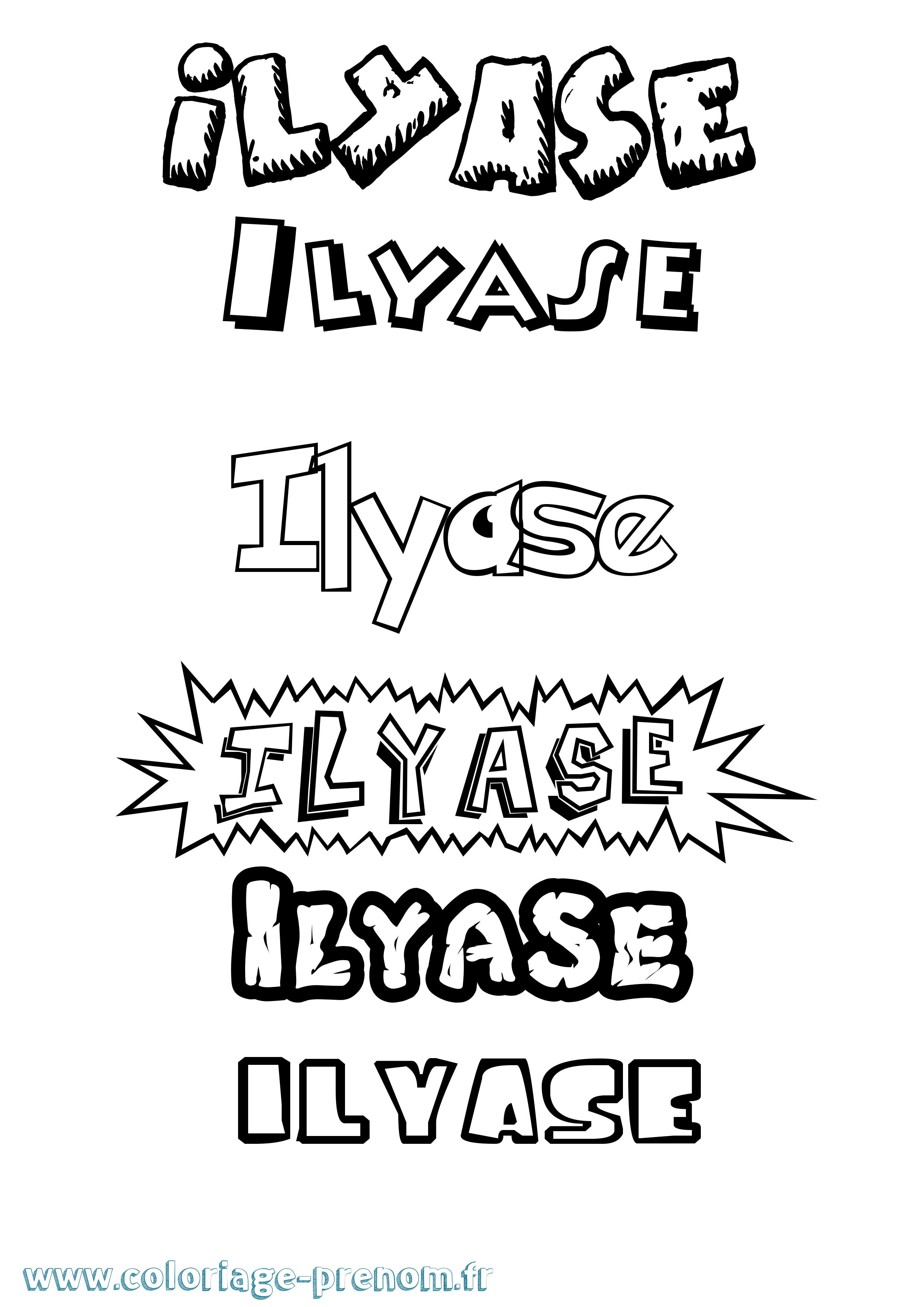 Coloriage Ilyase Dessin Animé Coloriage prénom Ilyase Dessin Animé