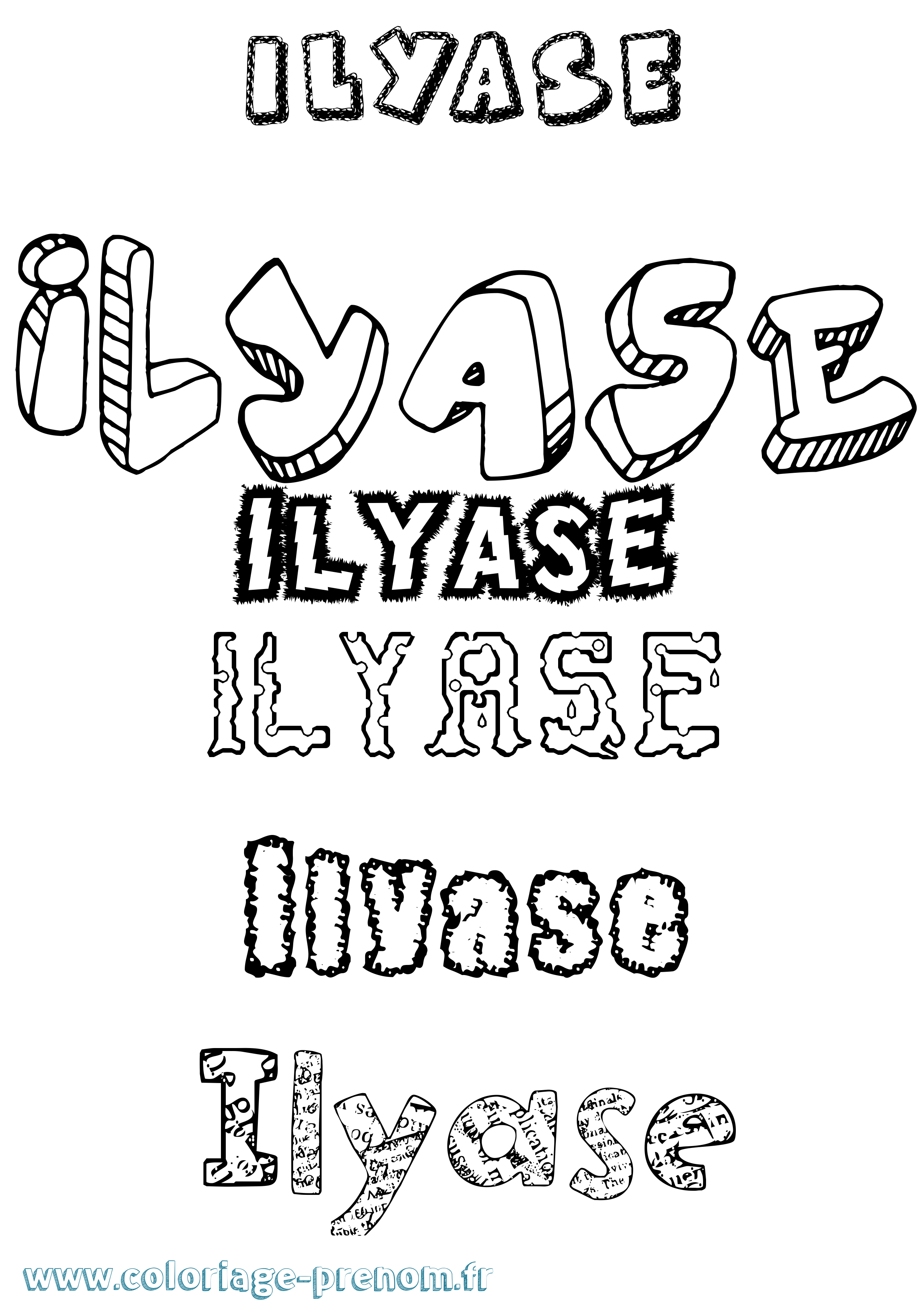 Coloriage Ilyase Destructuré Coloriage prénom Ilyase Destructuré
