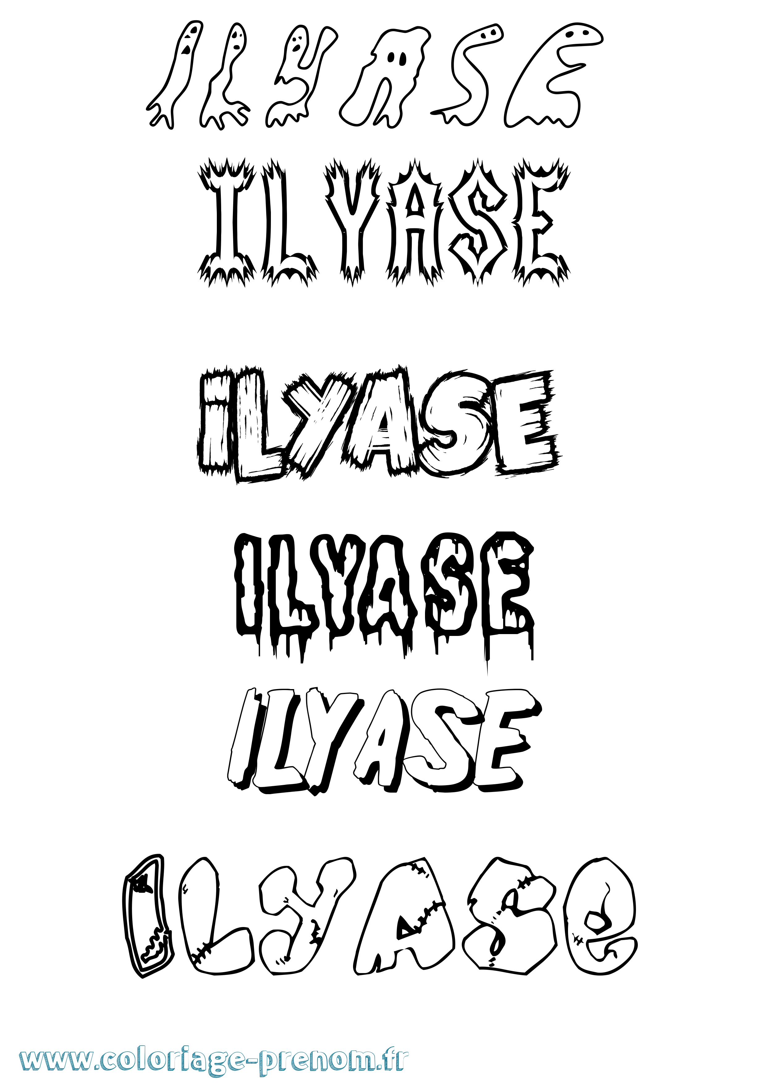 Coloriage Ilyase Frisson Coloriage prénom Ilyase Frisson