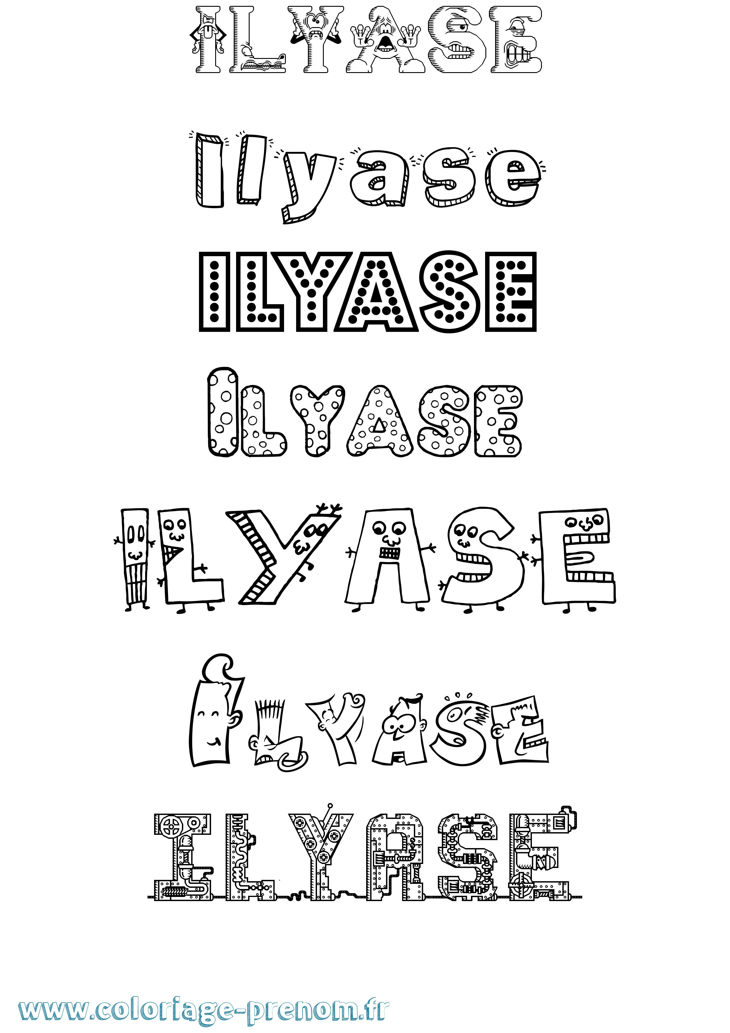 Coloriage Ilyase Fun Coloriage prénom Ilyase Fun