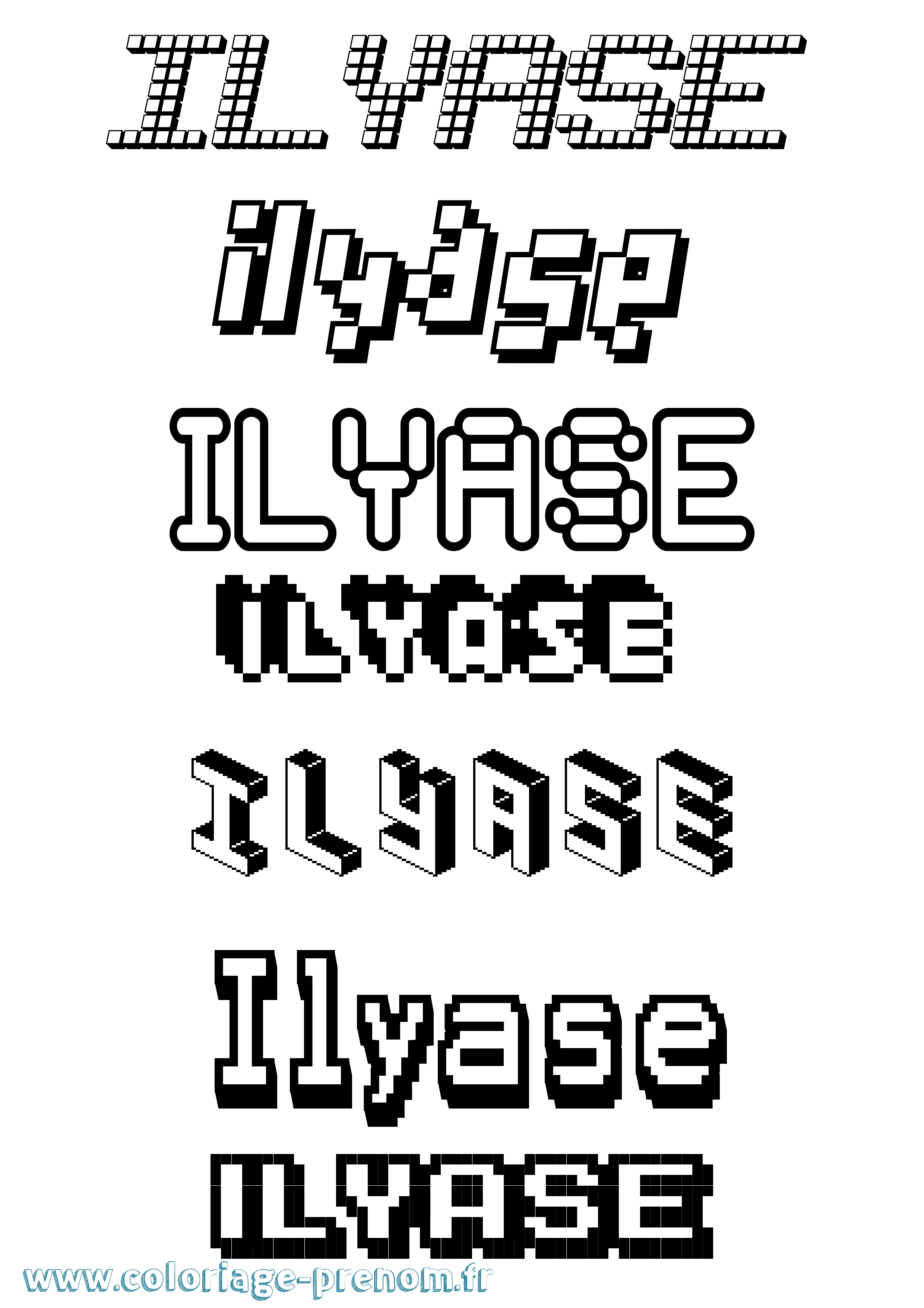 Coloriage Ilyase Pixel Coloriage prénom Ilyase Pixel
