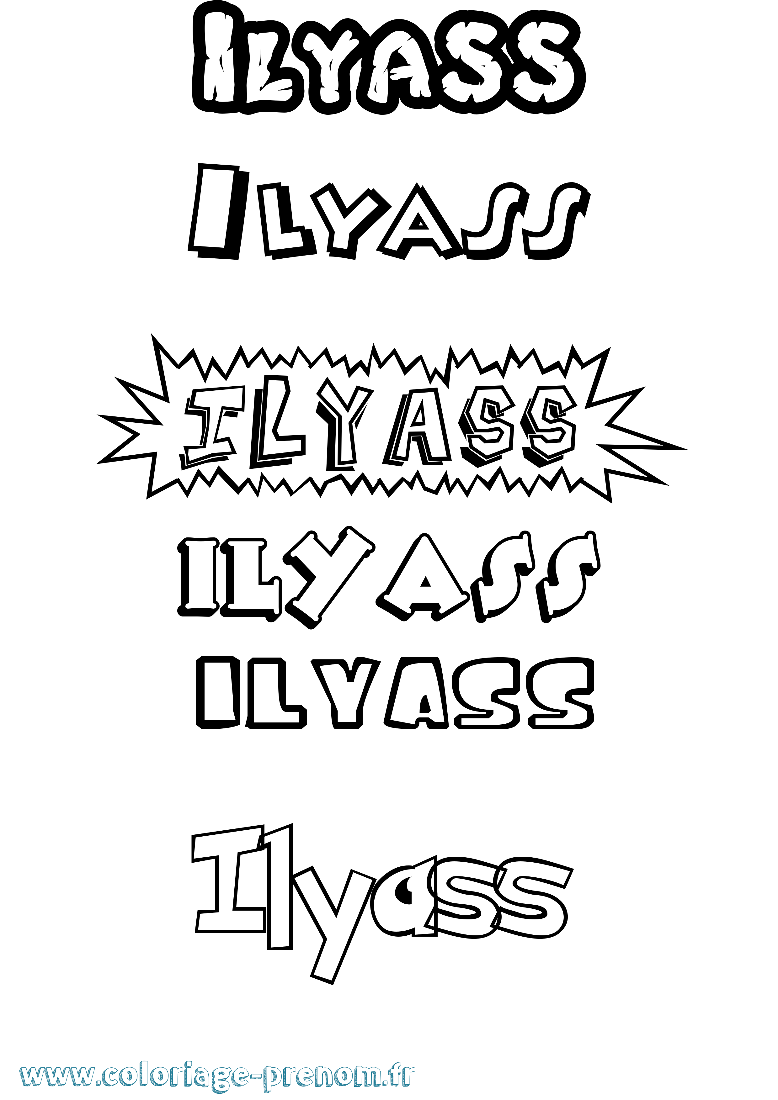 Coloriage Ilyass Dessin Animé Coloriage prénom Ilyass Dessin Animé