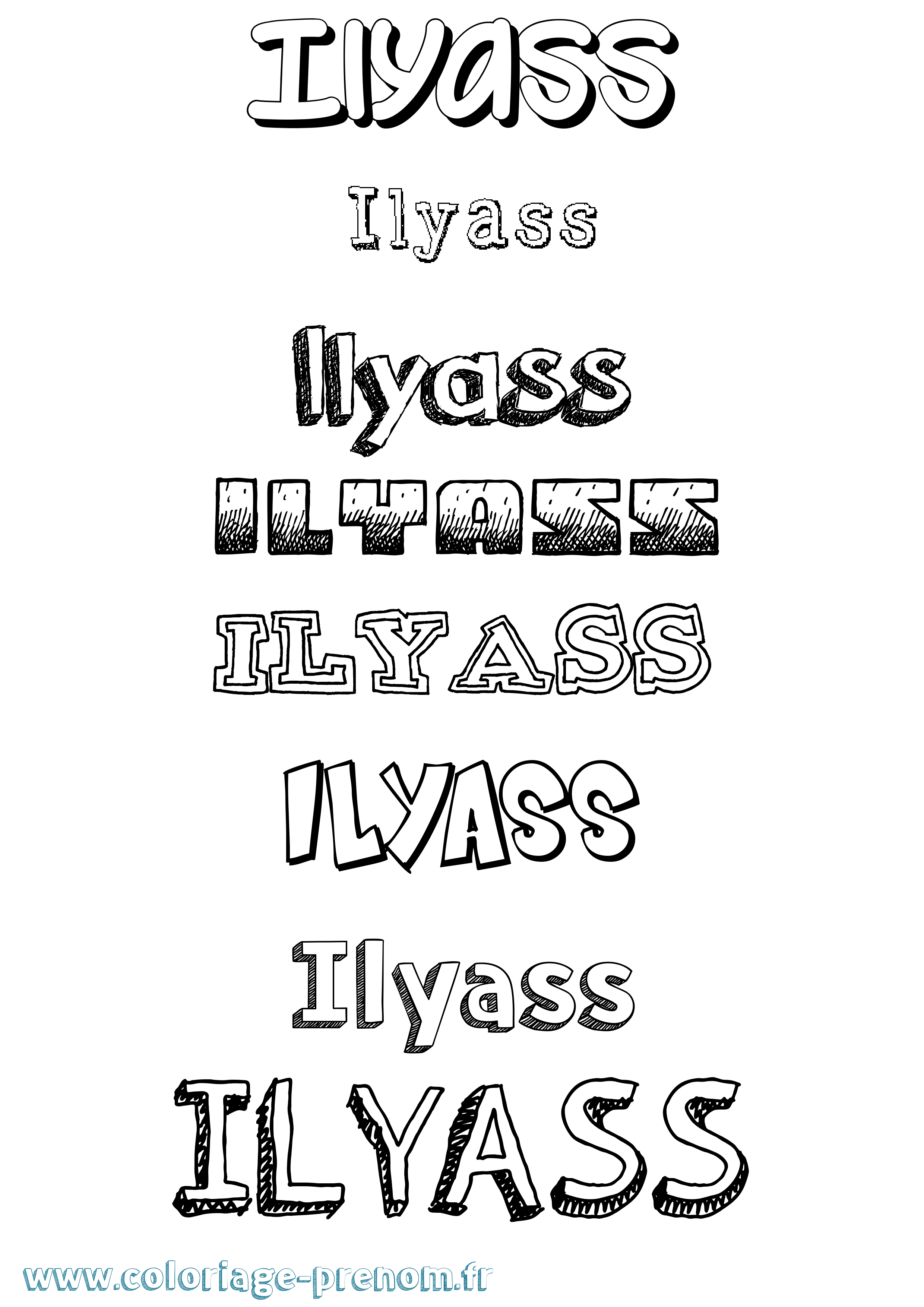 Coloriage Ilyass Dessiné Coloriage prénom Ilyass Dessiné