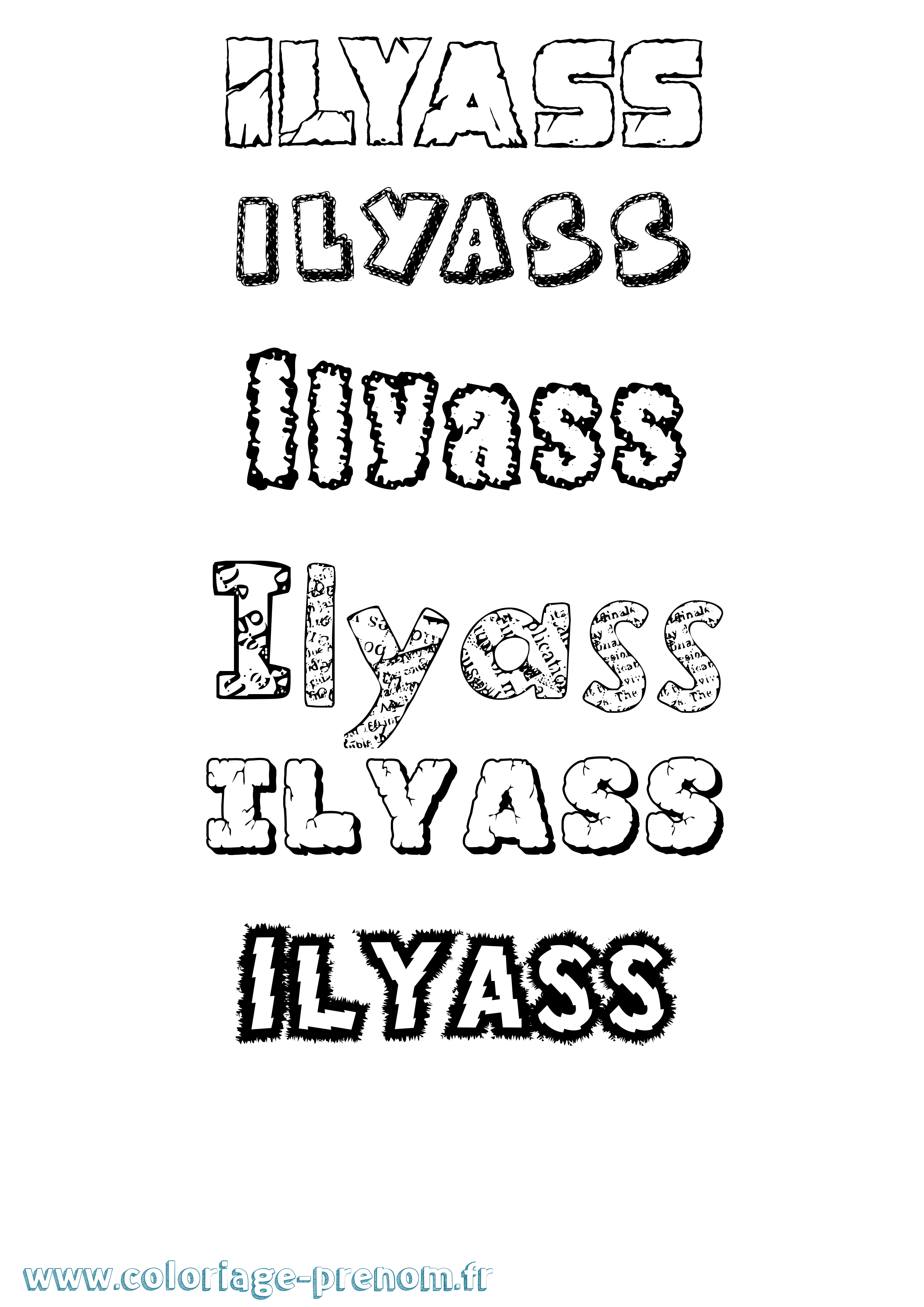 Coloriage Ilyass Destructuré Coloriage prénom Ilyass Destructuré