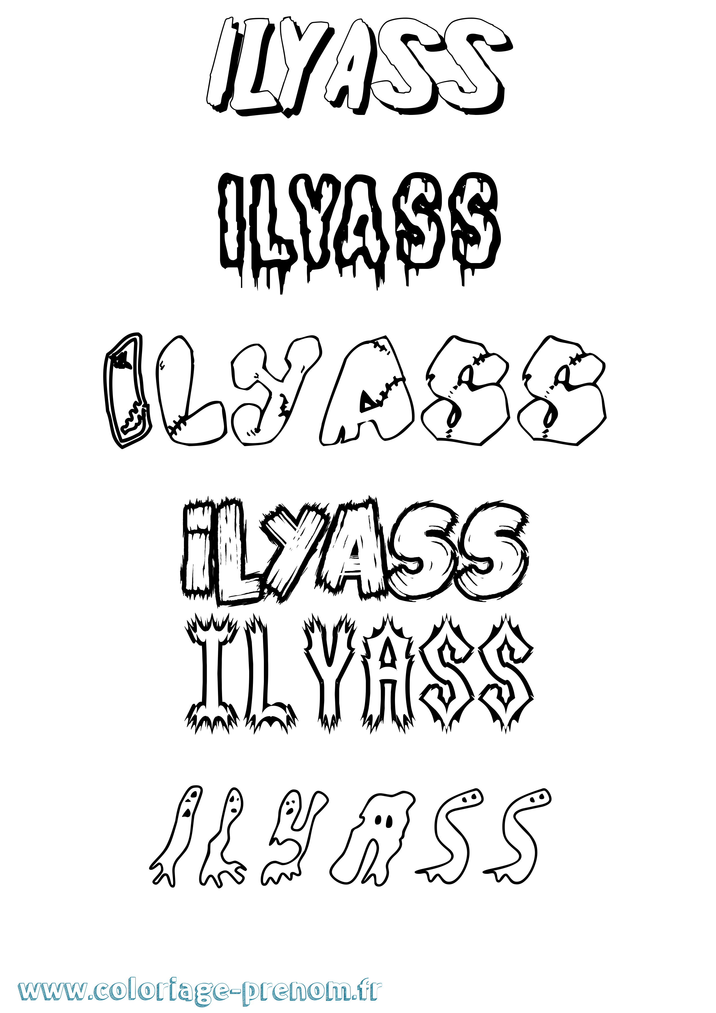 Coloriage prénom Ilyass Frisson
