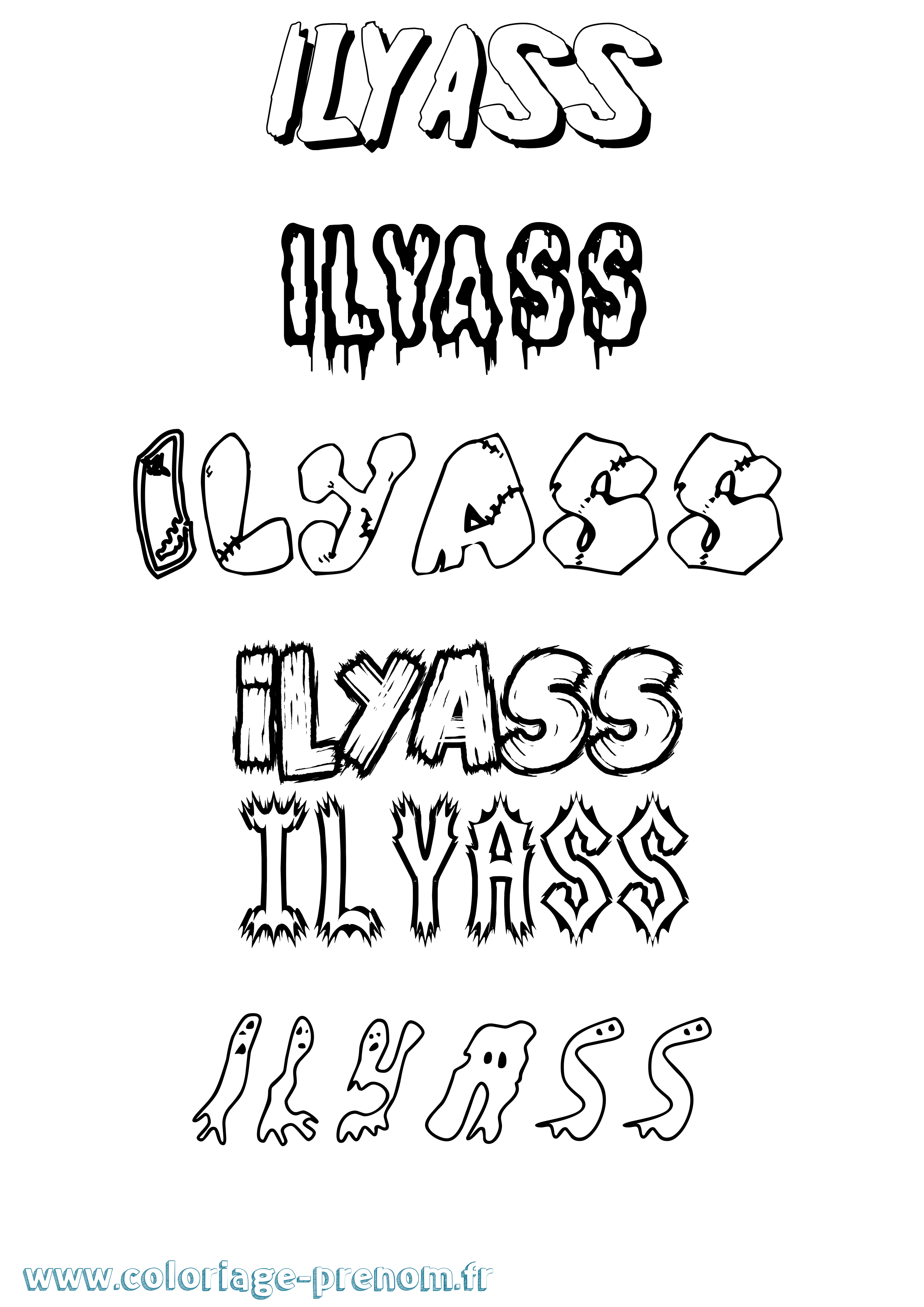 Coloriage Ilyass Frisson Coloriage prénom Ilyass Frisson