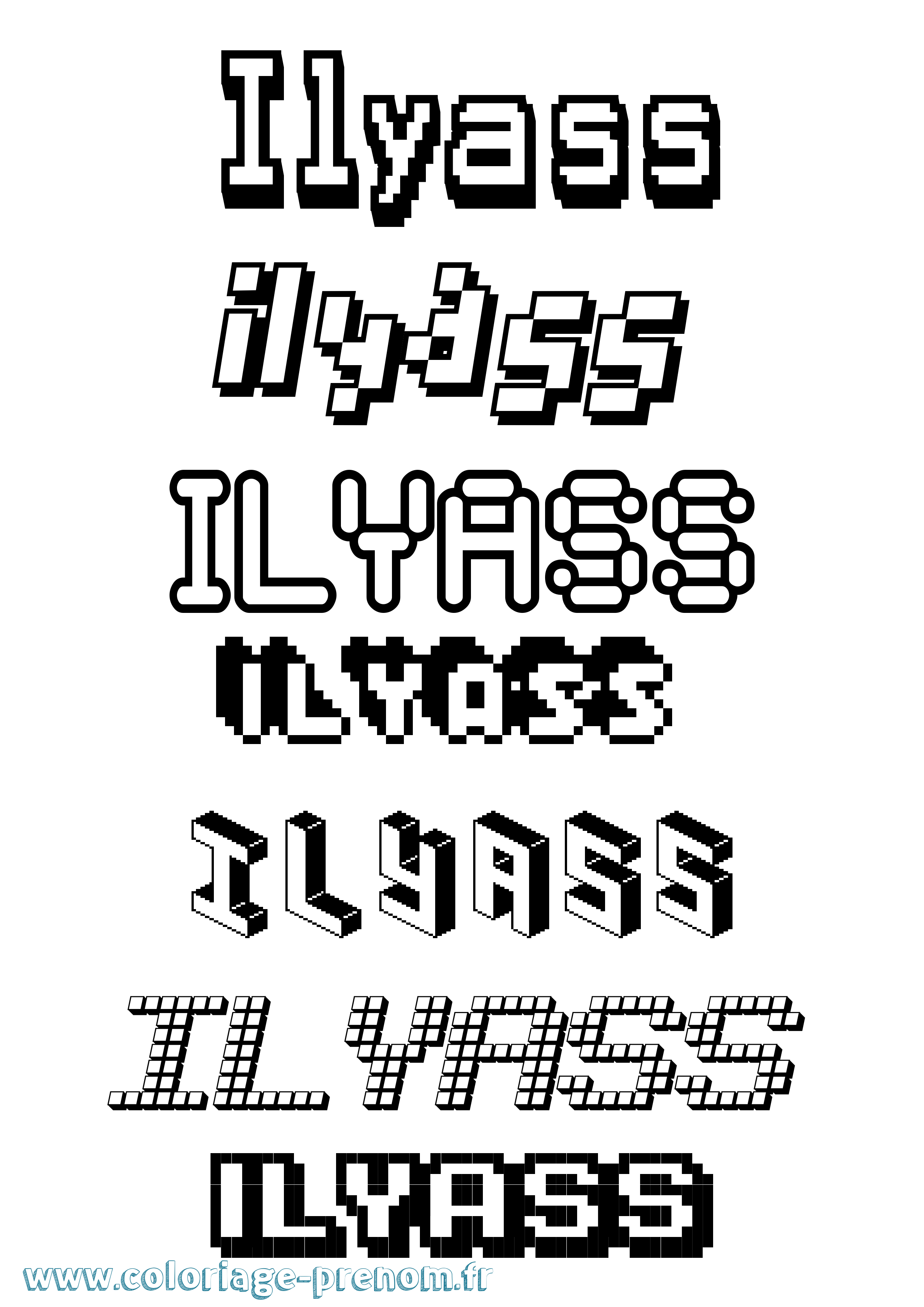 Coloriage Ilyass Pixel Coloriage prénom Ilyass Pixel