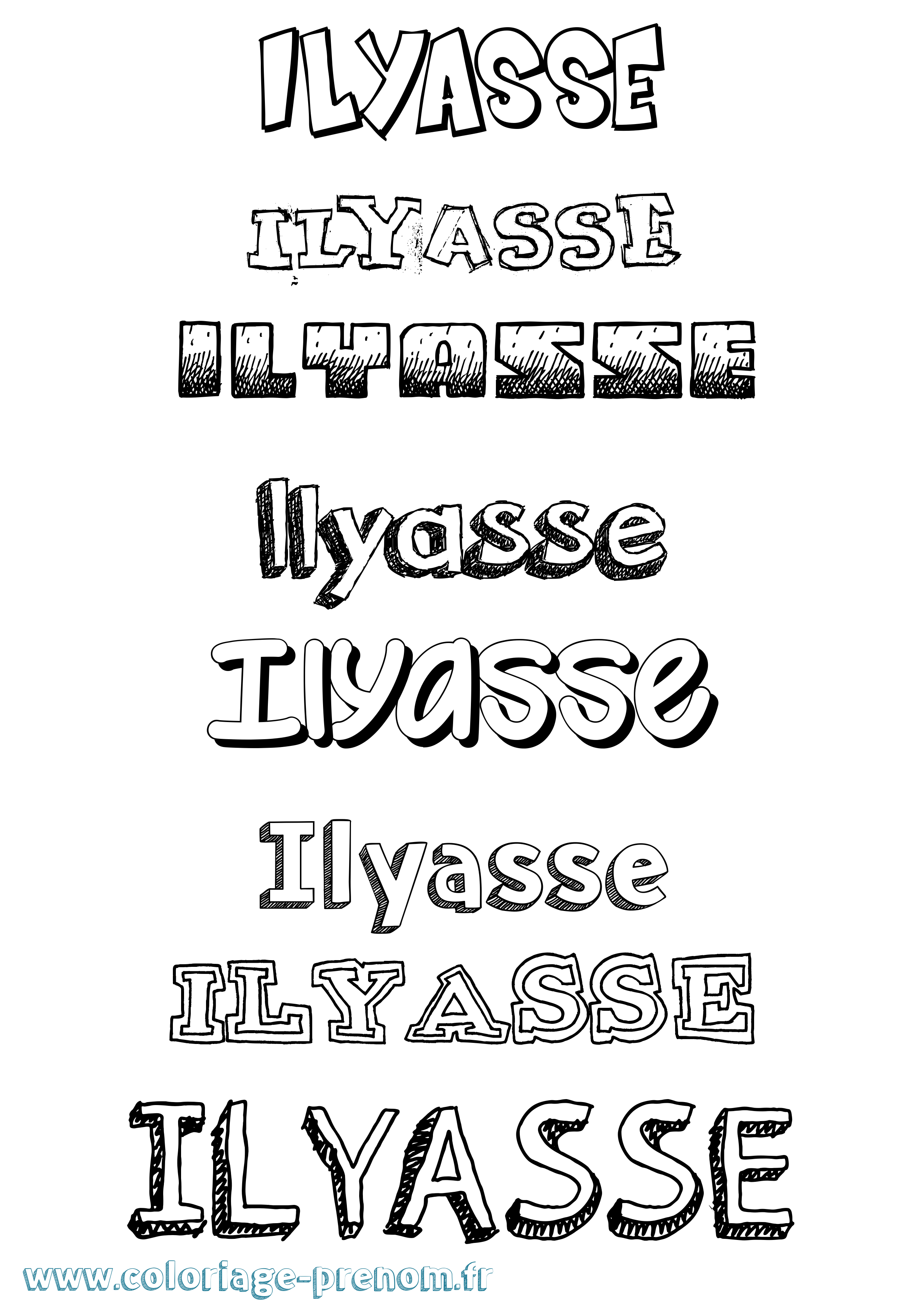 Coloriage prénom Ilyasse Dessiné