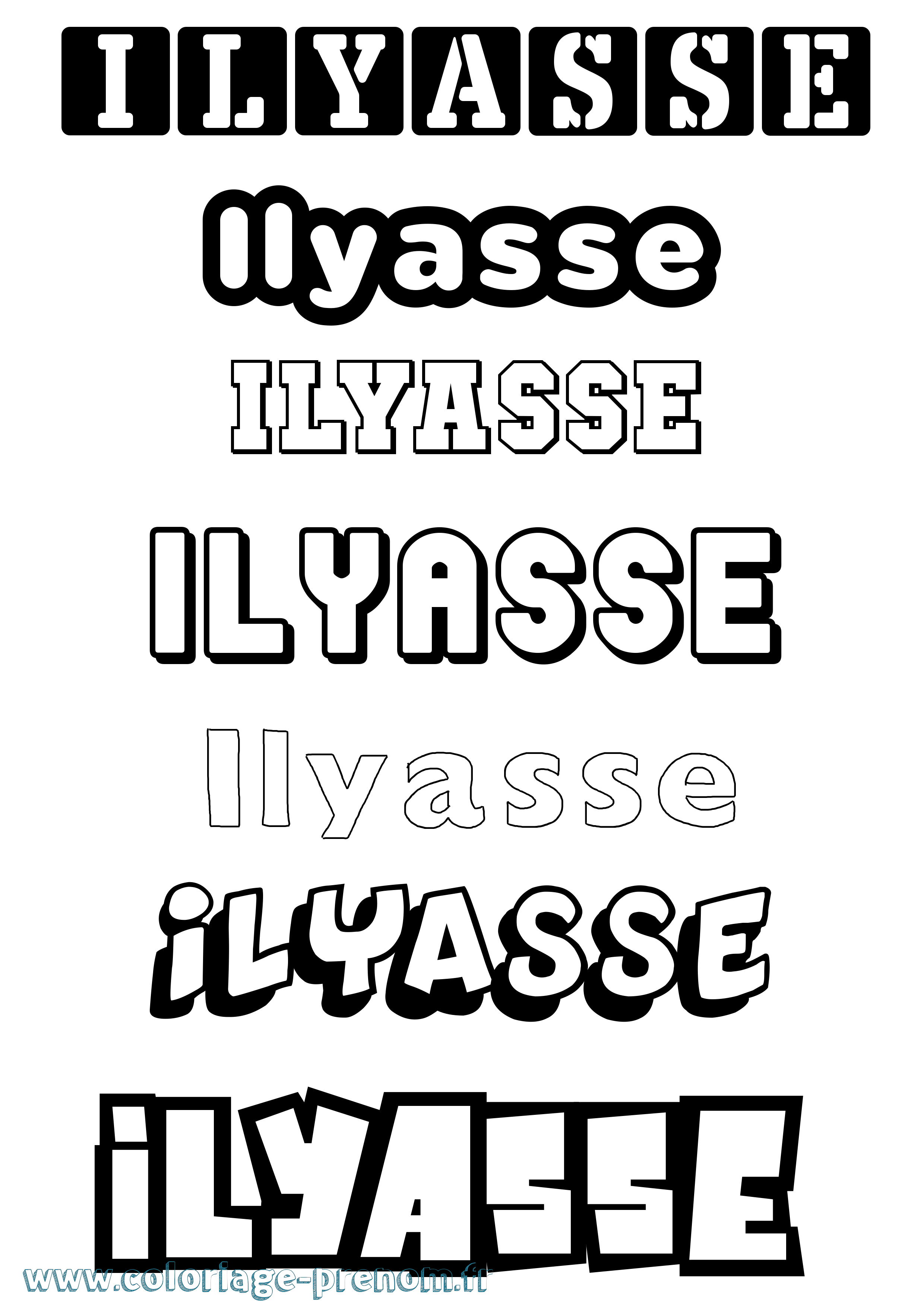 Coloriage prénom Ilyasse Simple