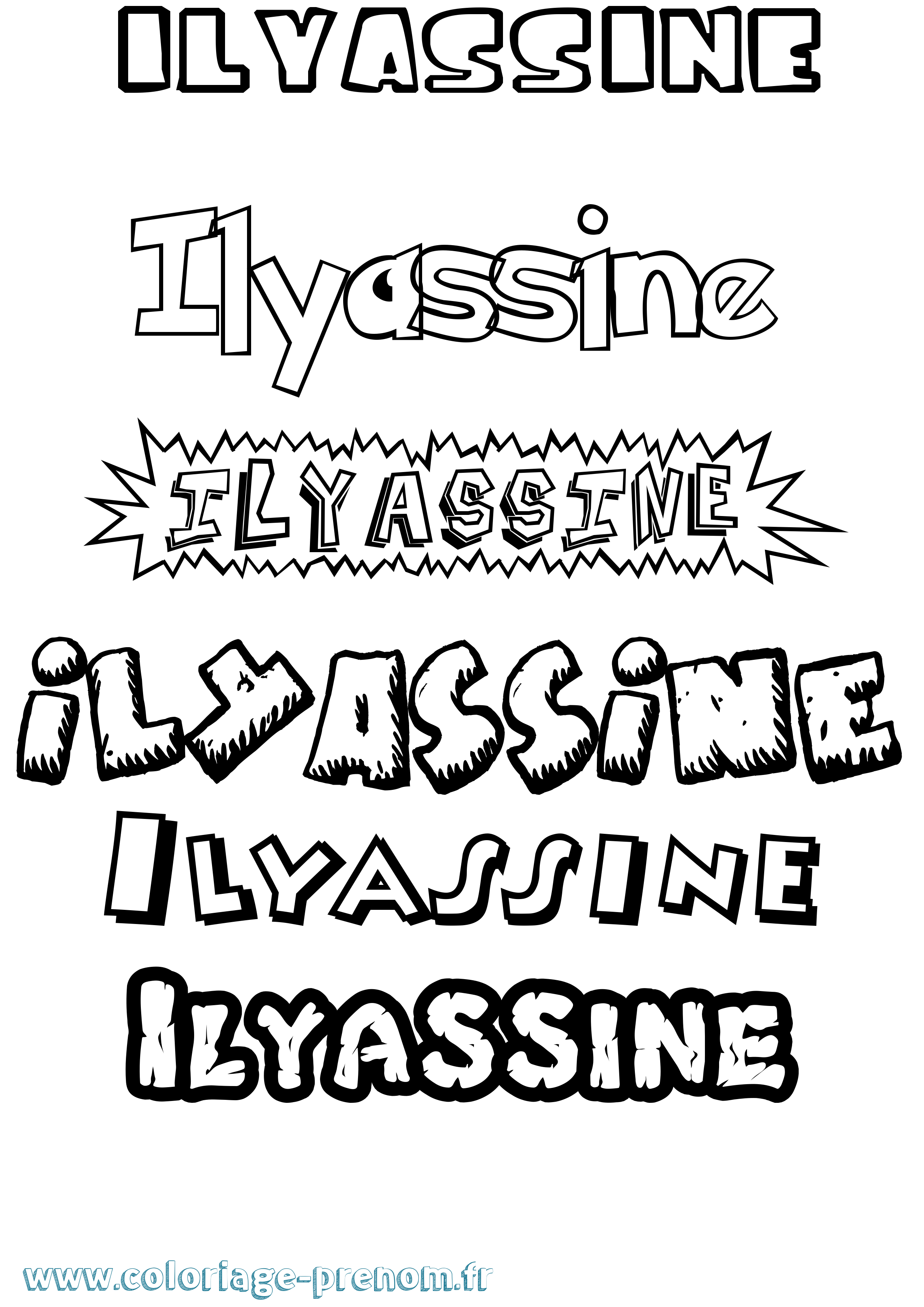 Coloriage prénom Ilyassine Dessin Animé