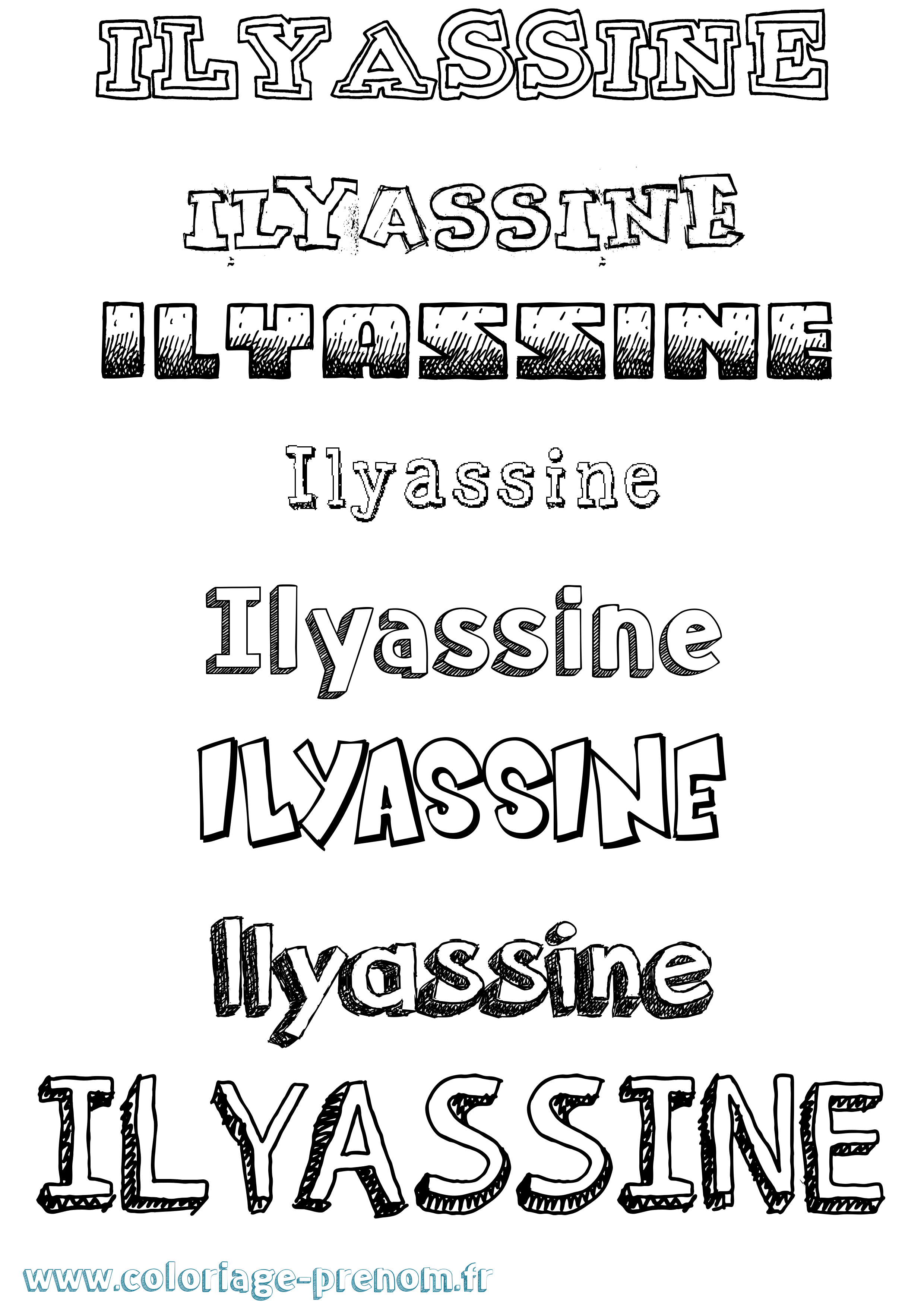 Coloriage prénom Ilyassine Dessiné