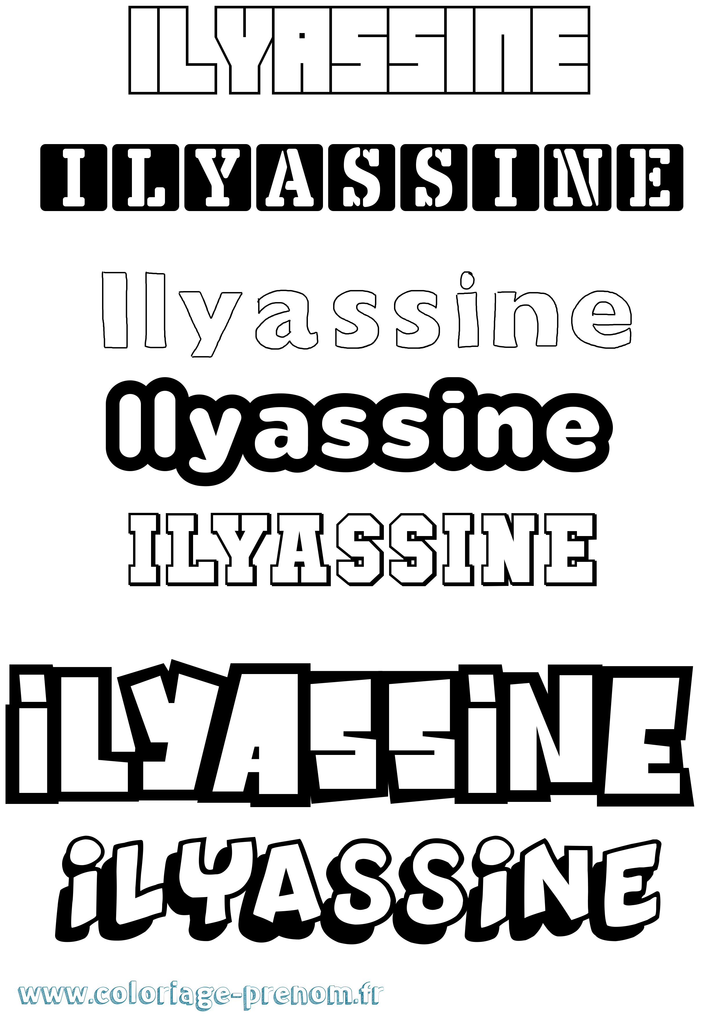 Coloriage prénom Ilyassine Simple