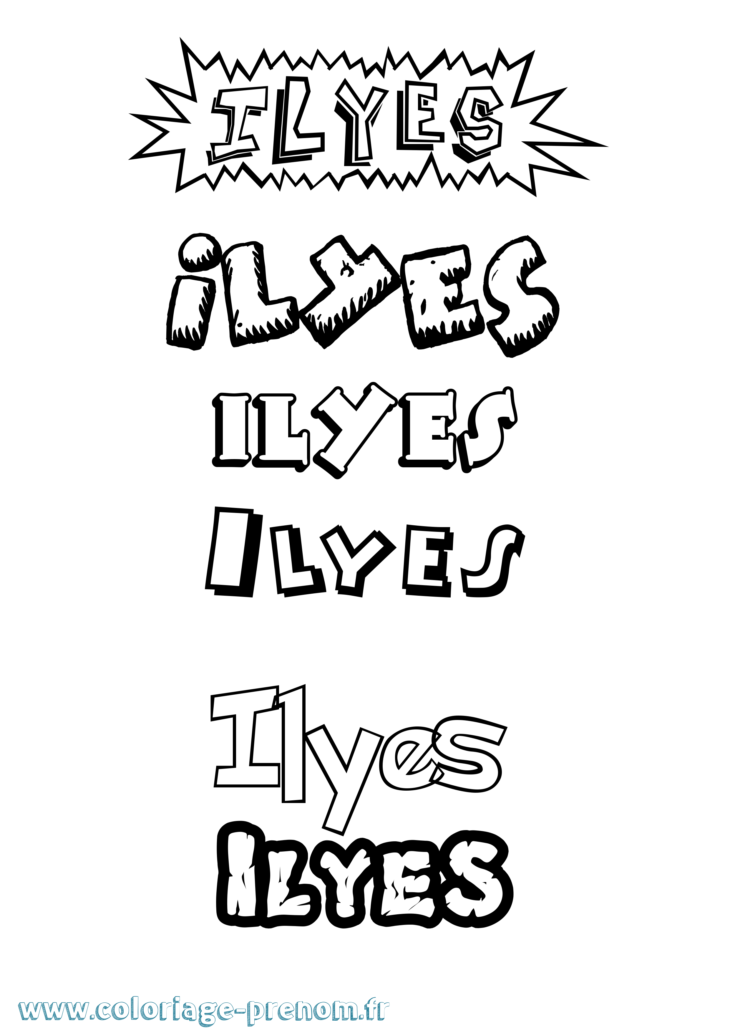 Coloriage Ilyes Dessin Animé Coloriage prénom Ilyes Dessin Animé