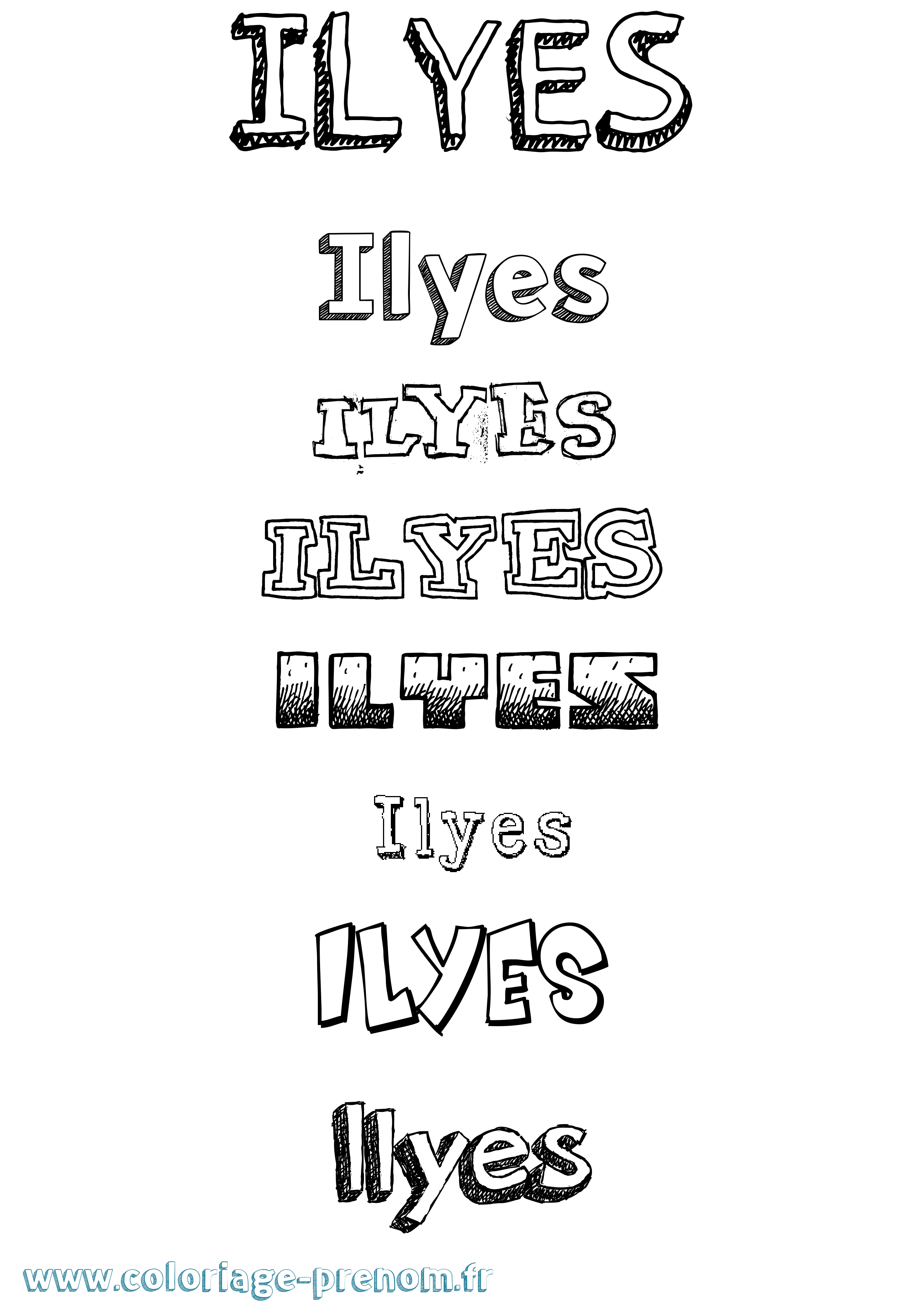 Coloriage Ilyes Dessiné Coloriage prénom Ilyes Dessiné