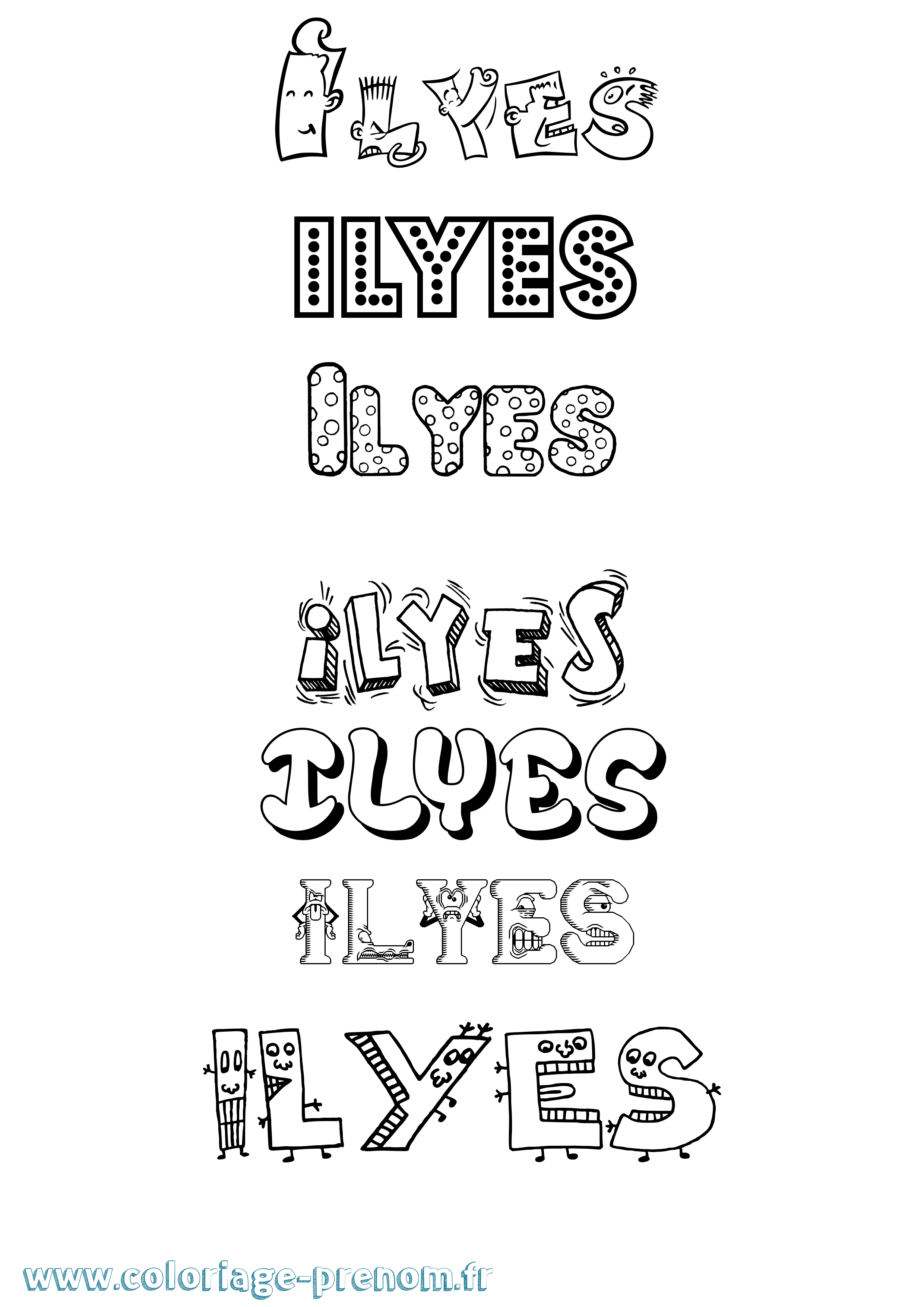 Coloriage Ilyes Fun Coloriage prénom Ilyes Fun