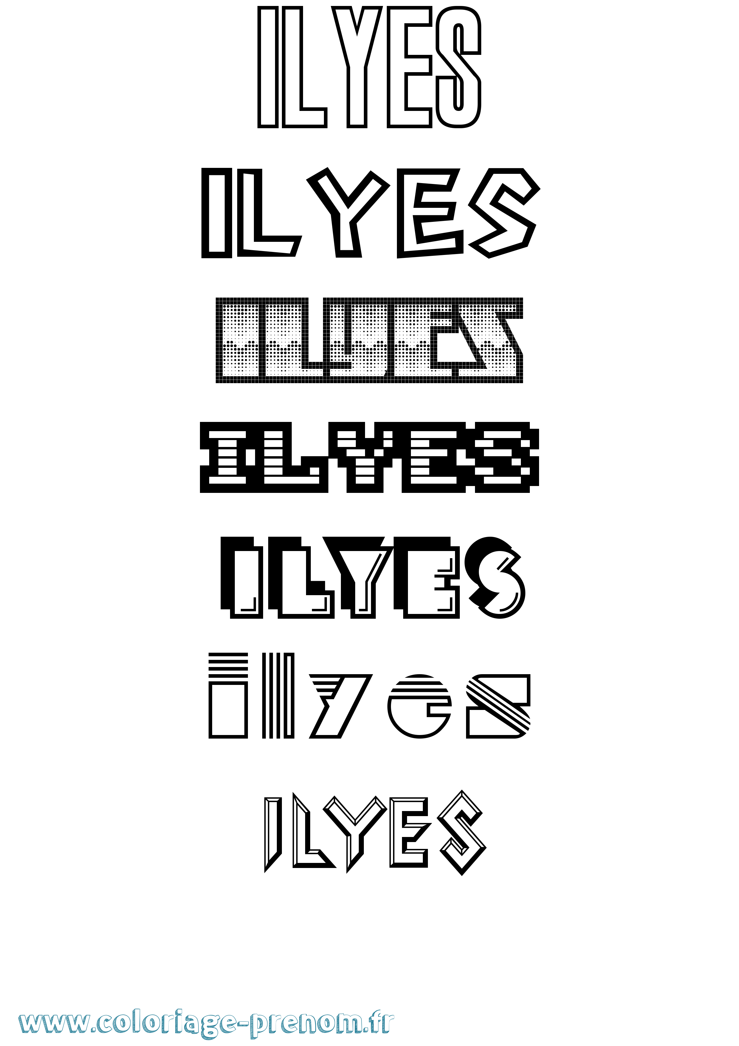 Coloriage Ilyes Jeux Vidéos Coloriage prénom Ilyes Jeux Vidéos