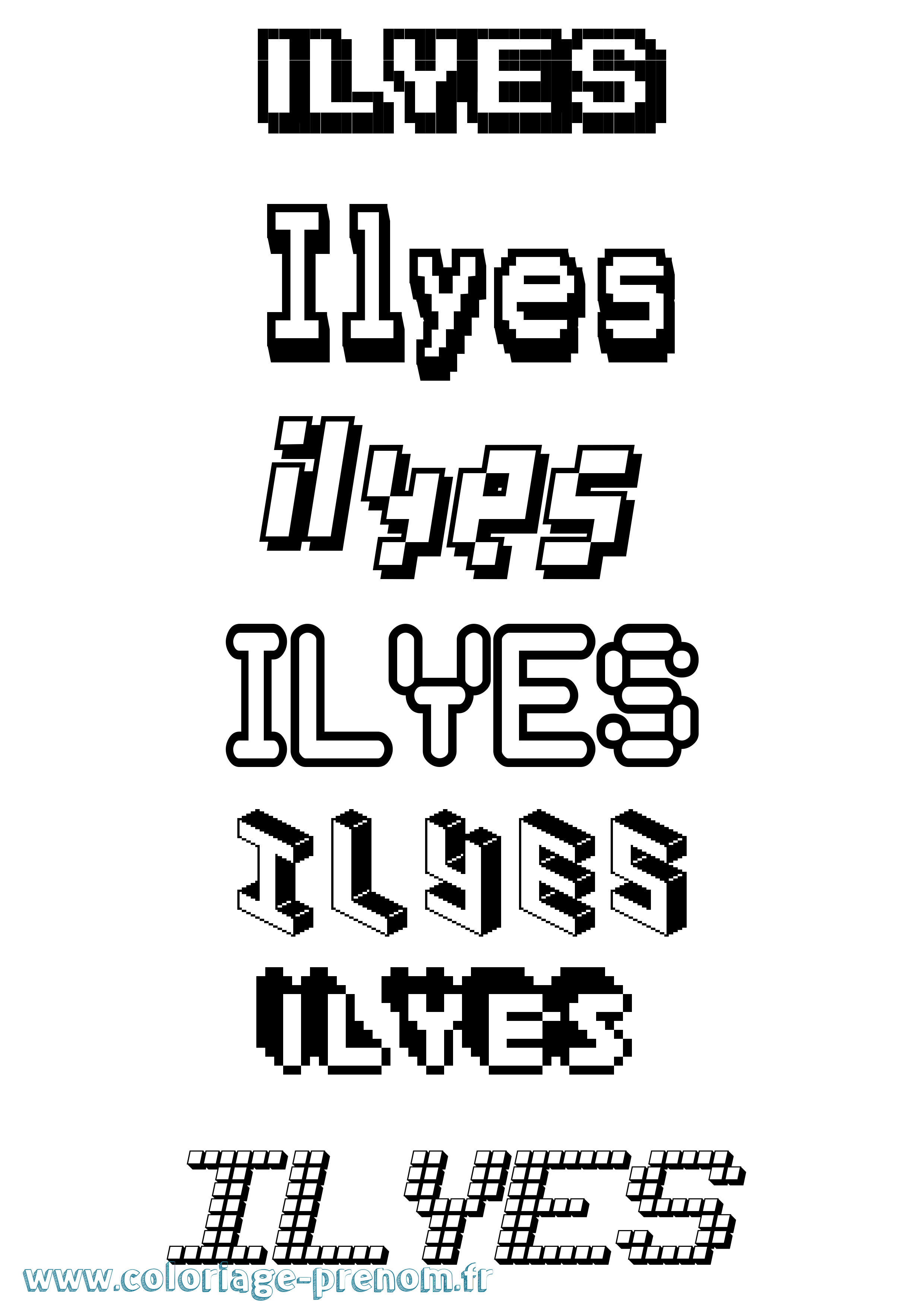Coloriage Ilyes Pixel Coloriage prénom Ilyes Pixel
