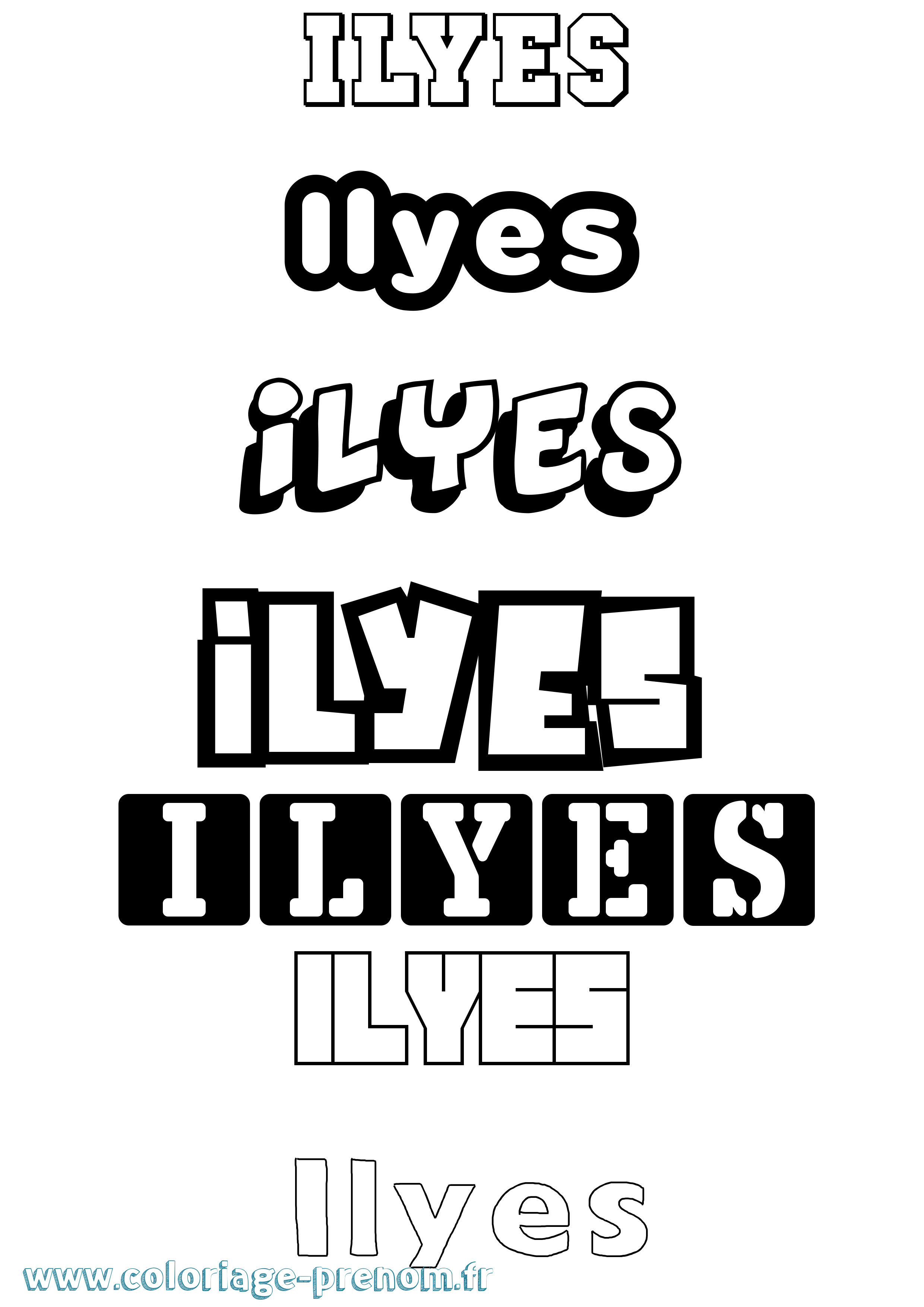 Coloriage Ilyes Simple Coloriage prénom Ilyes Simple