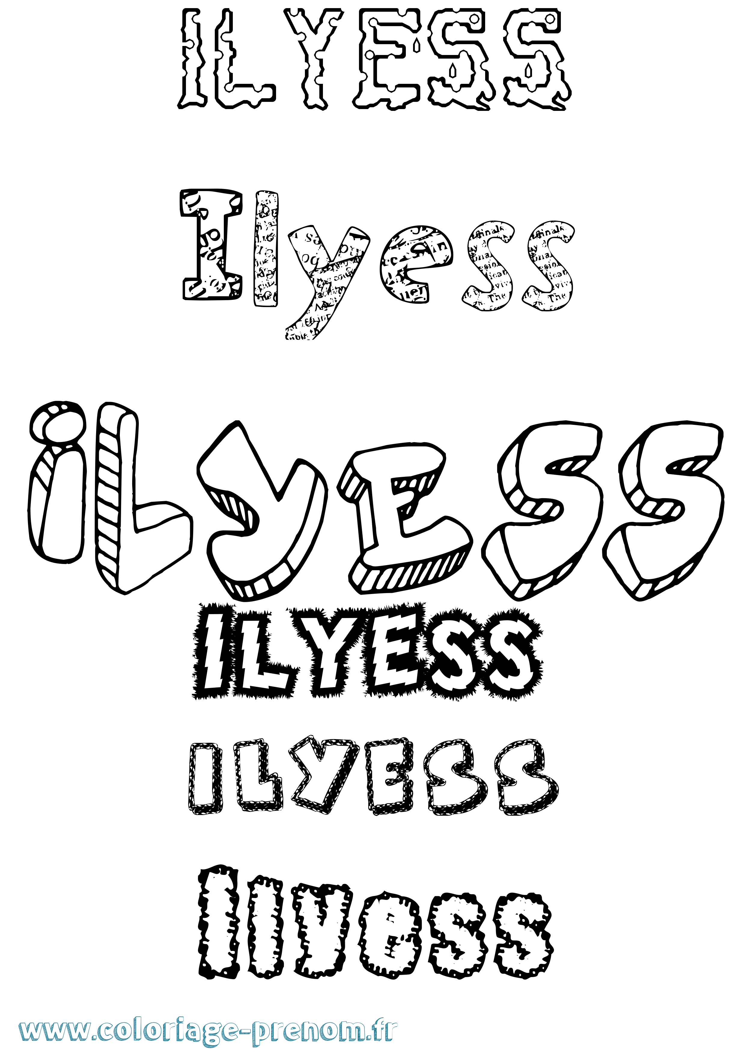Coloriage Ilyess Coloriage prénom Ilyess