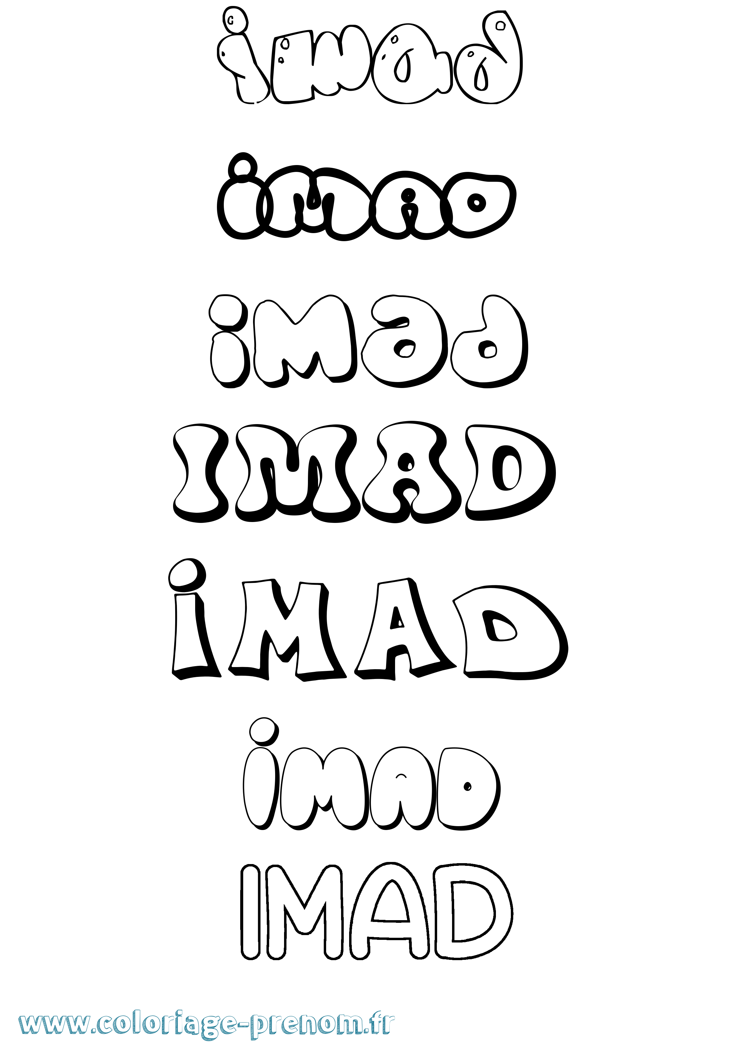 Coloriage Imad Bubble Coloriage prénom Imad Bubble