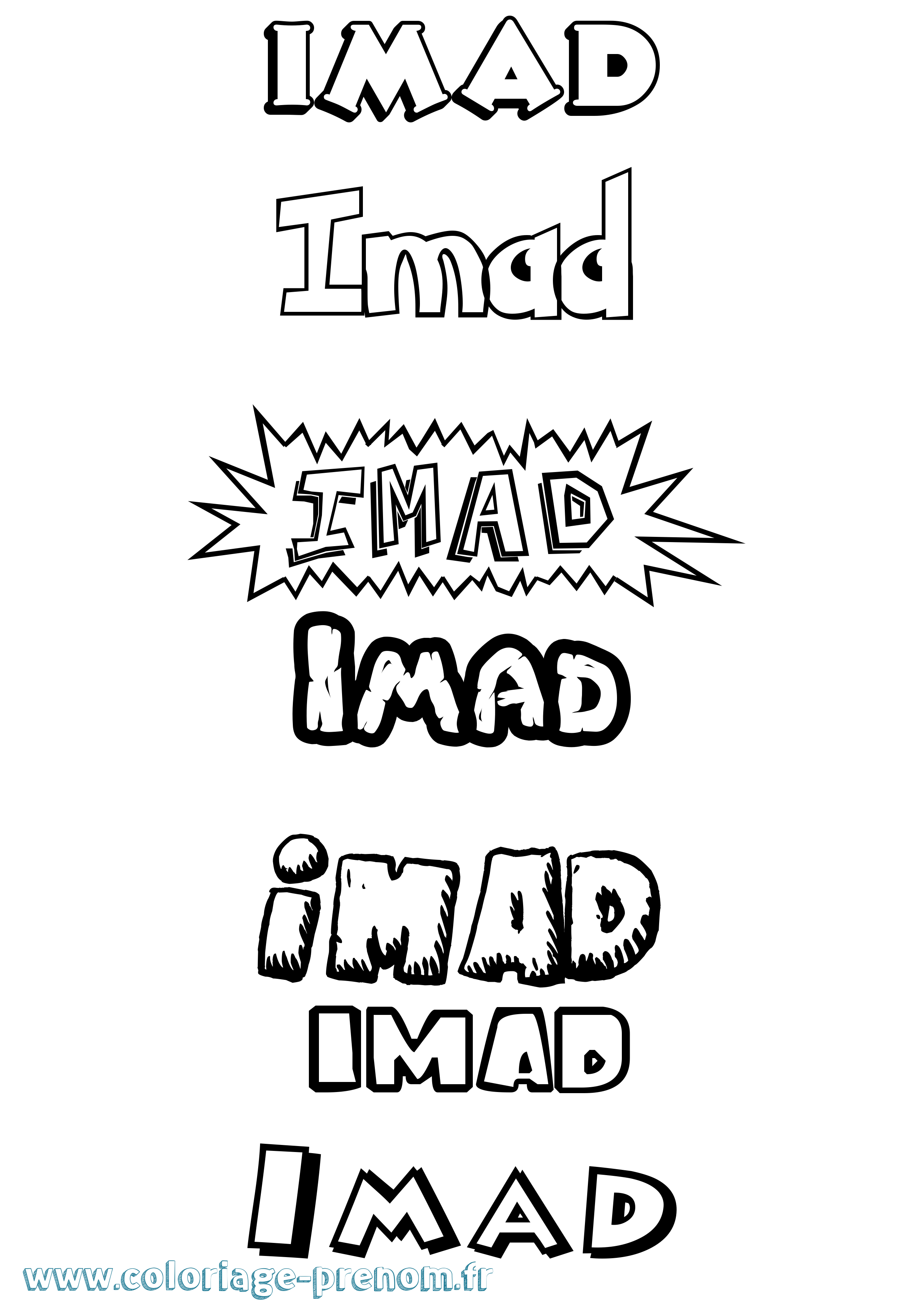 Coloriage Imad Dessin Animé Coloriage prénom Imad Dessin Animé