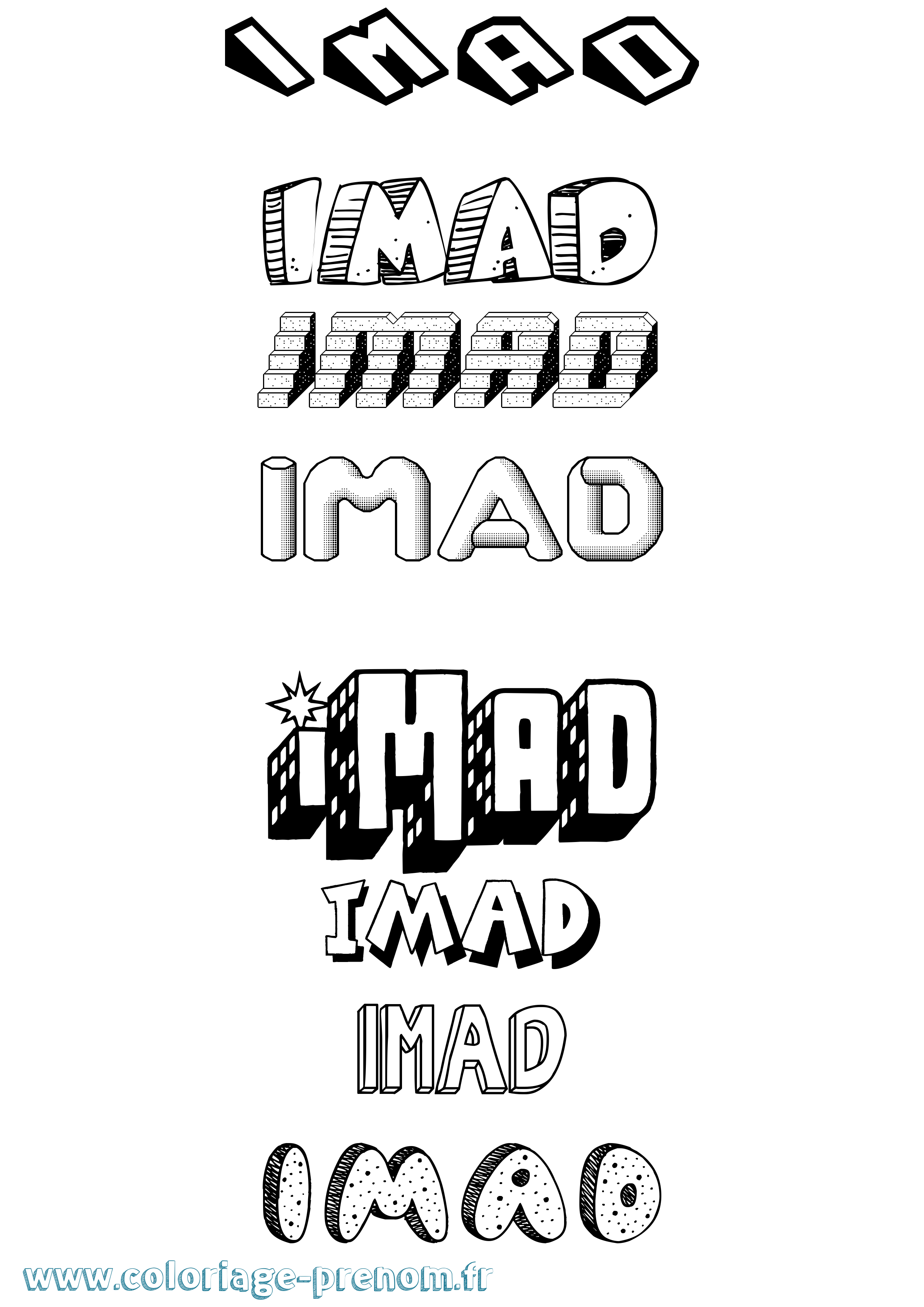 Coloriage Imad Effet 3D Coloriage prénom Imad Effet 3D