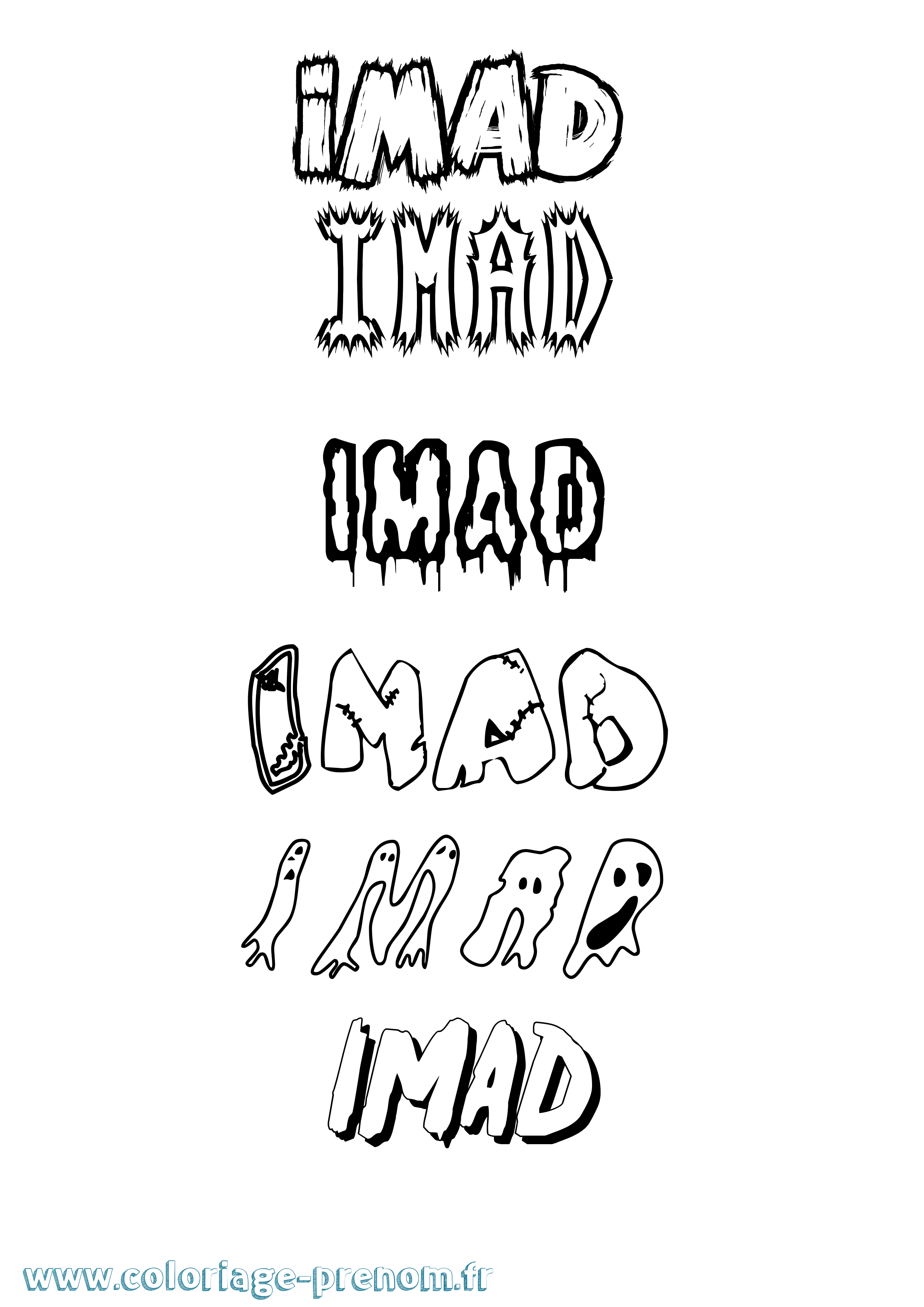 Coloriage Imad Frisson Coloriage prénom Imad Frisson