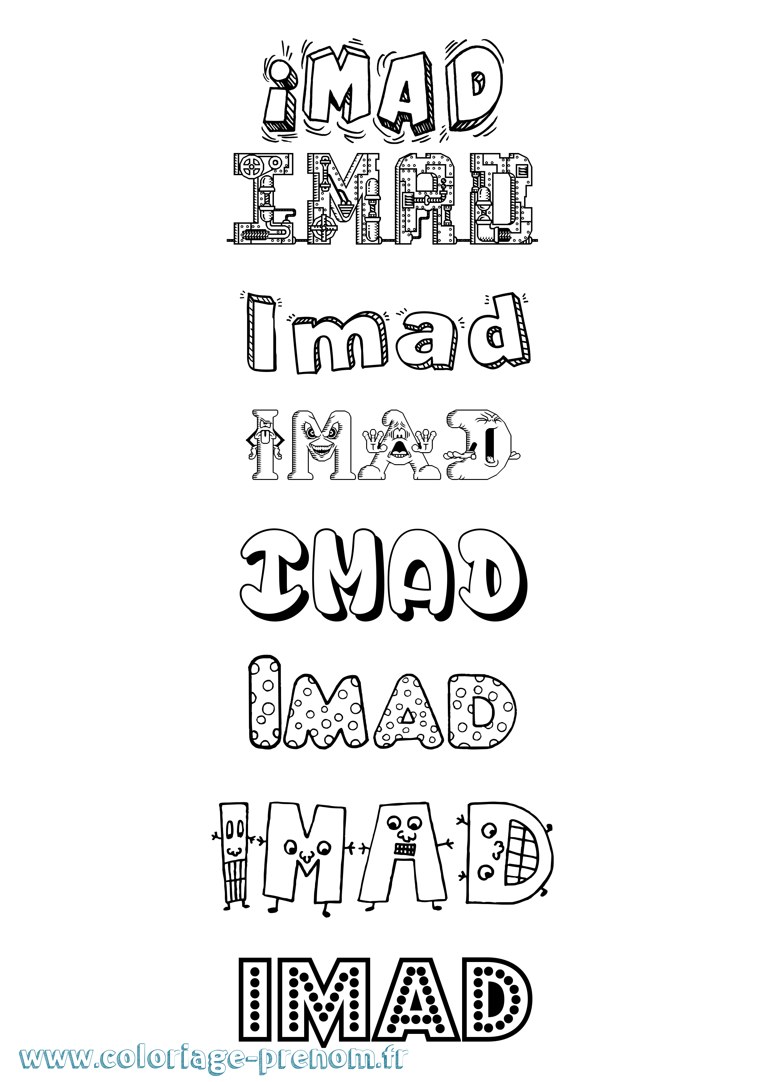 Coloriage Imad Fun Coloriage prénom Imad Fun