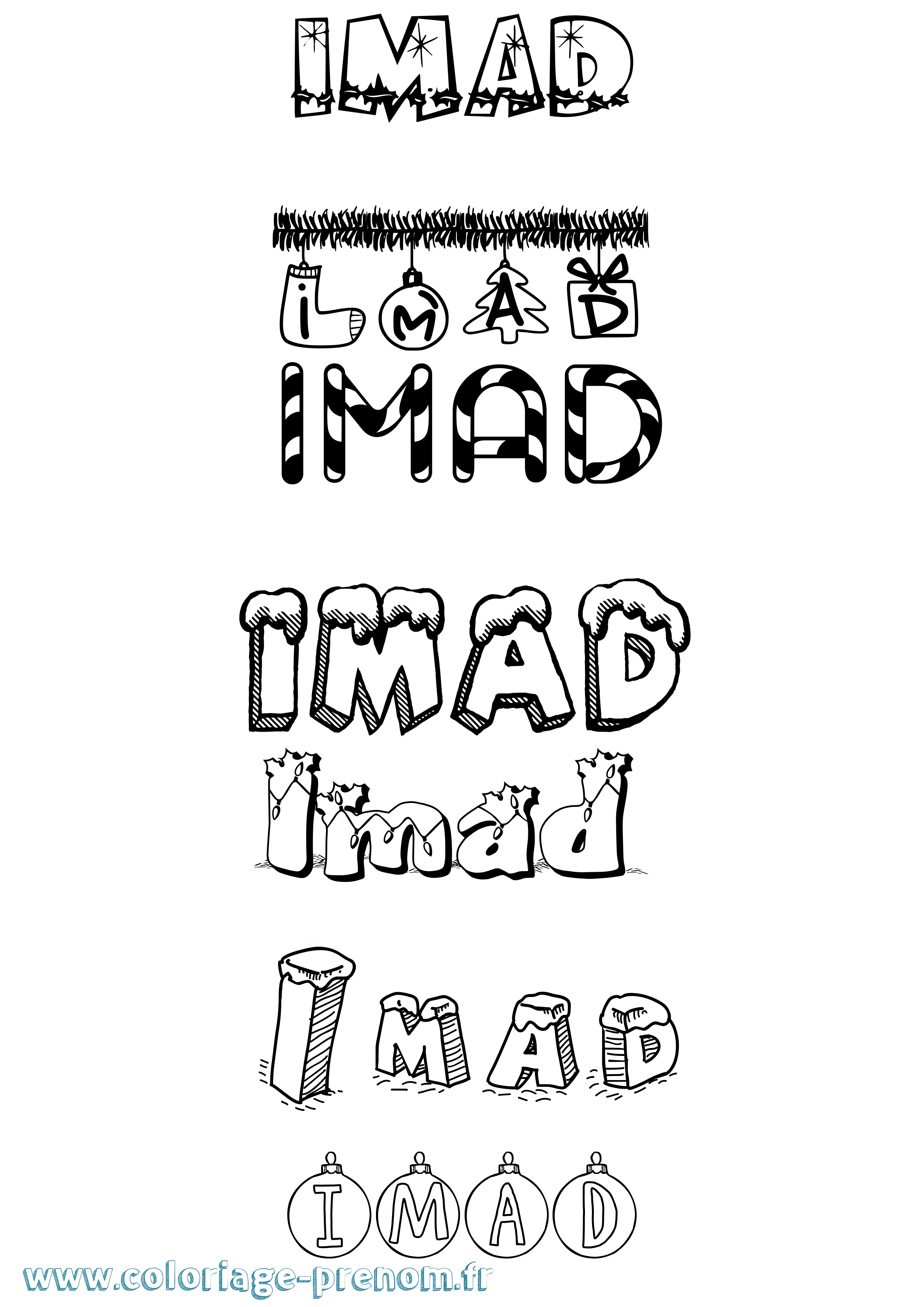 Coloriage Imad Noël Coloriage prénom Imad Noël