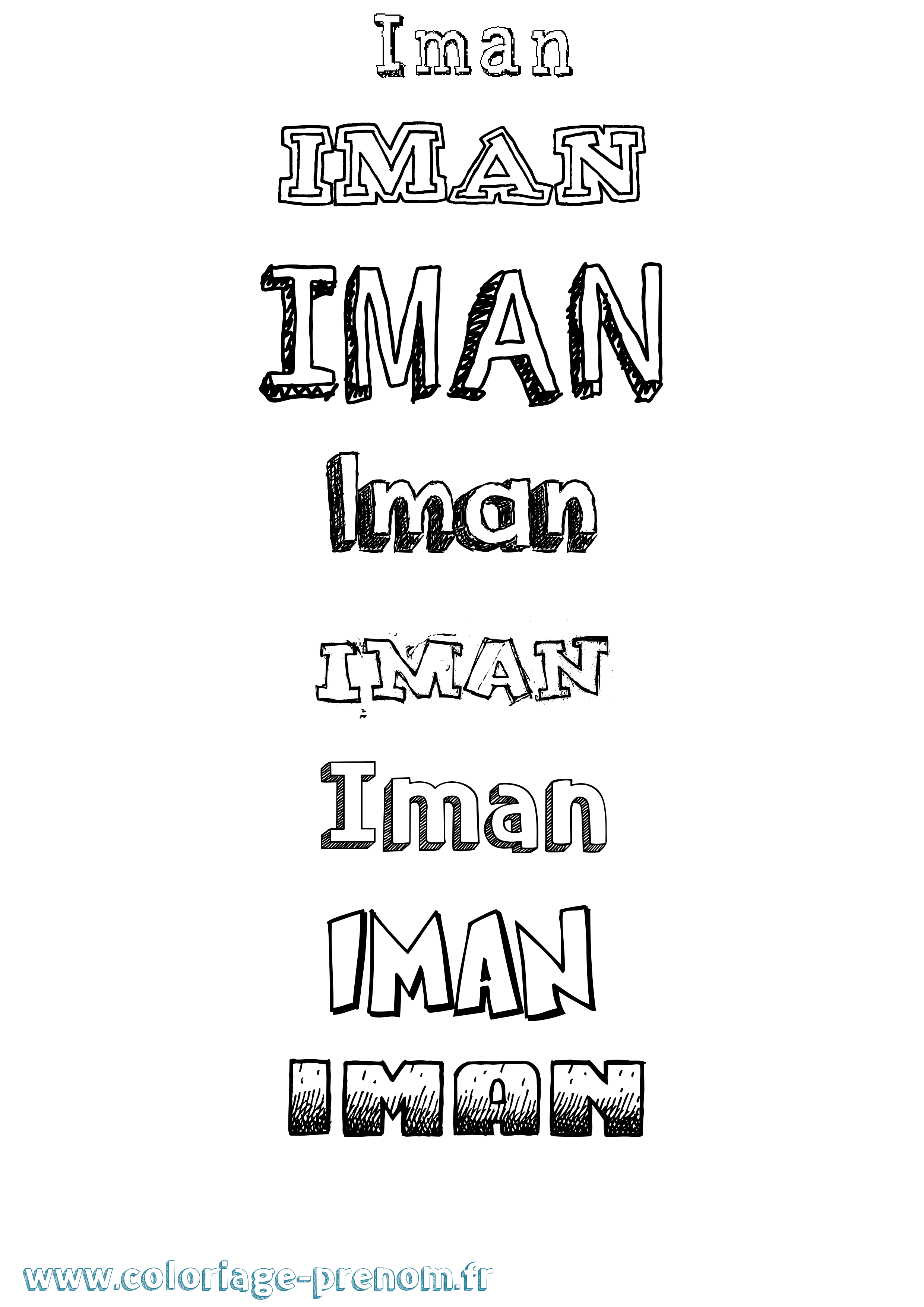 Coloriage prénom Iman Dessiné