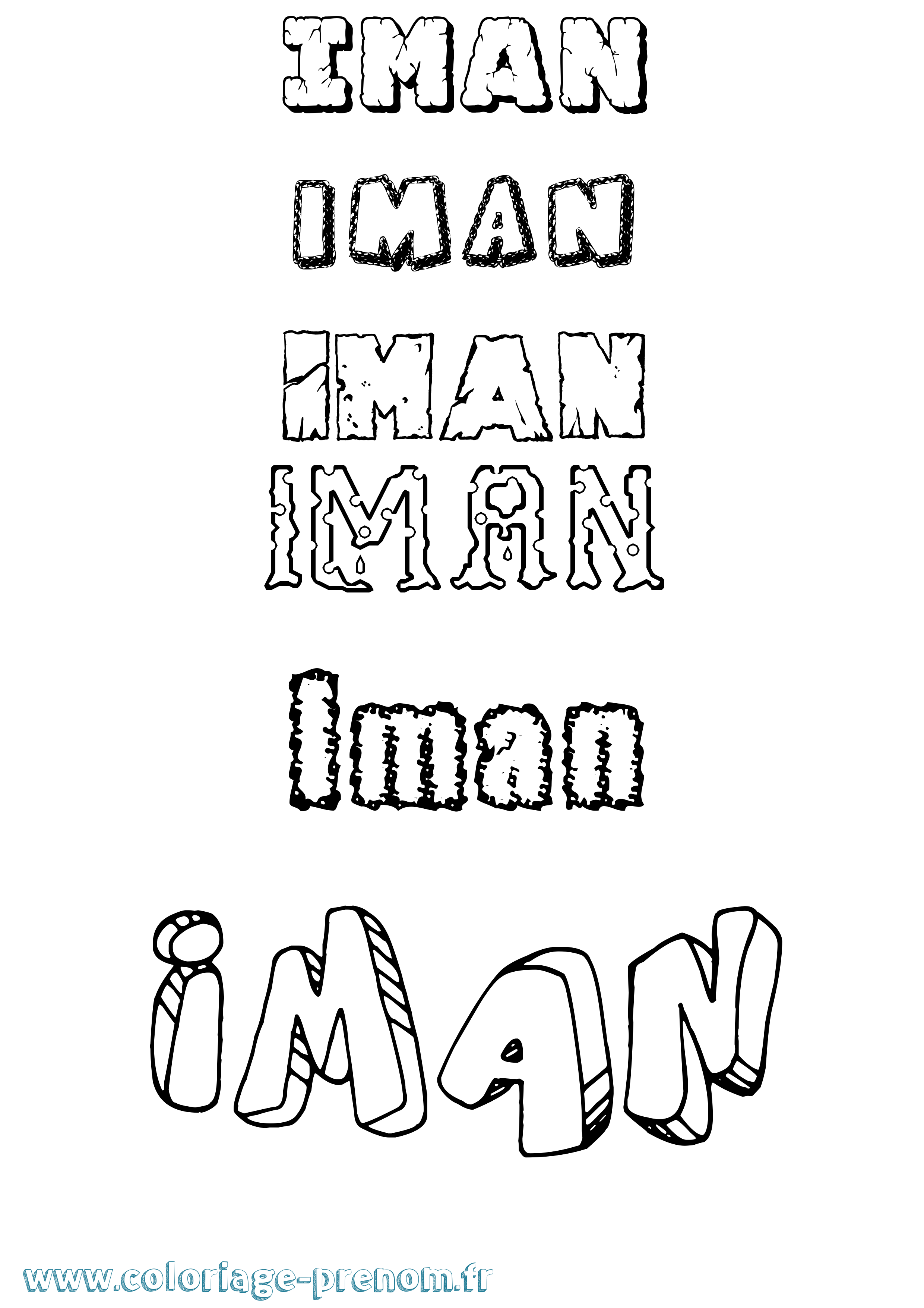 Coloriage prénom Iman Destructuré