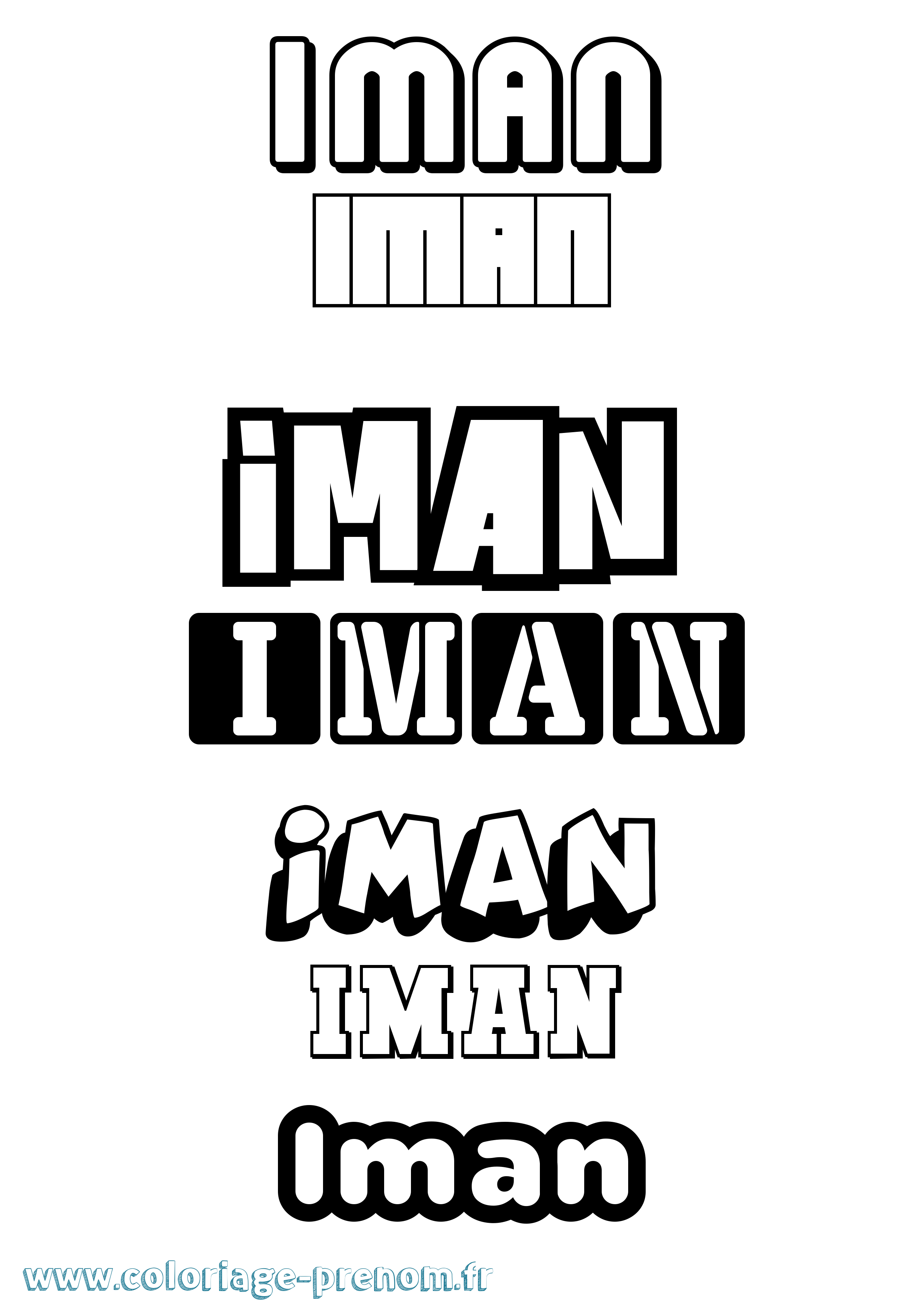 Coloriage prénom Iman Simple