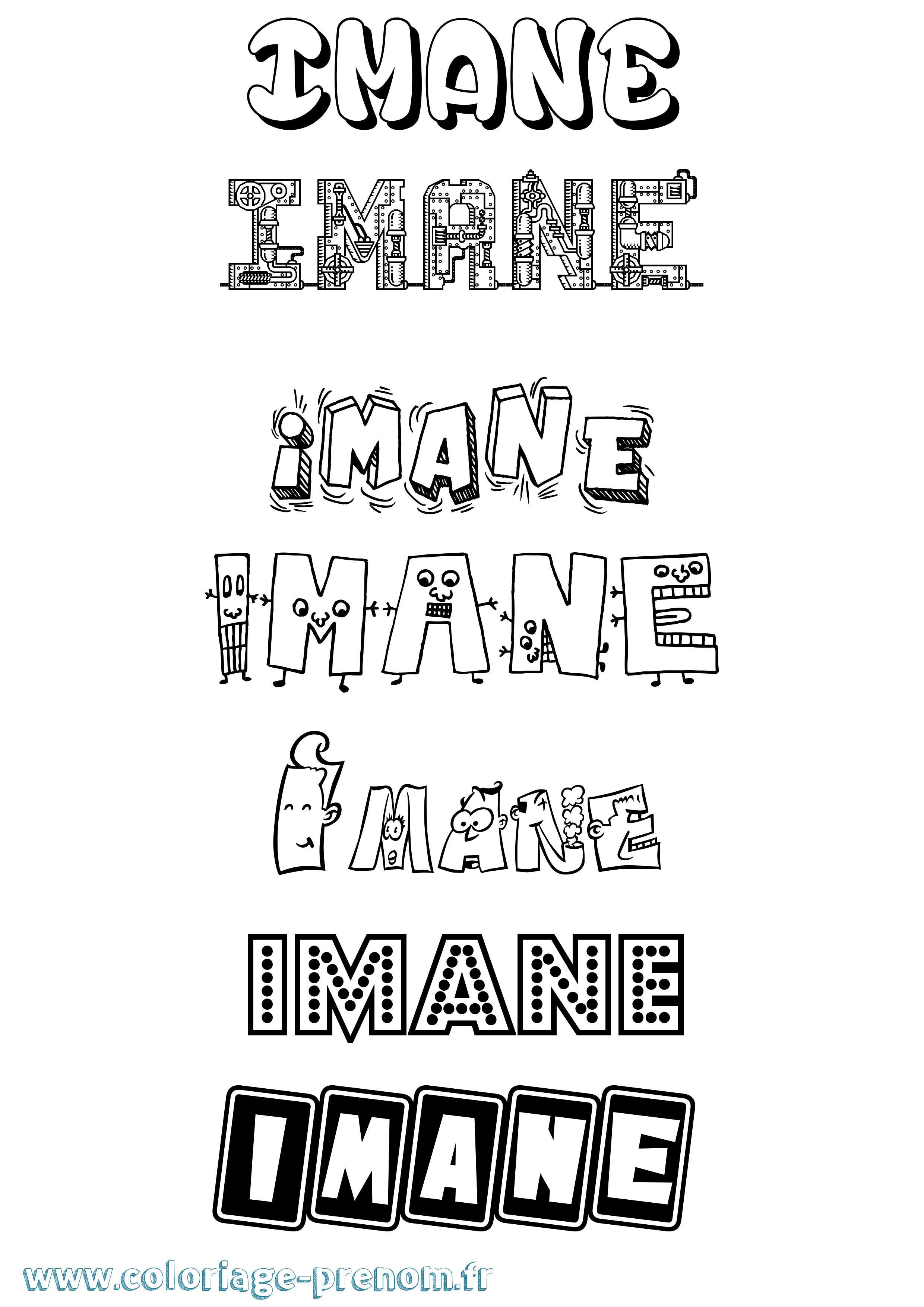 Coloriage Imane Coloriage prénom Imane